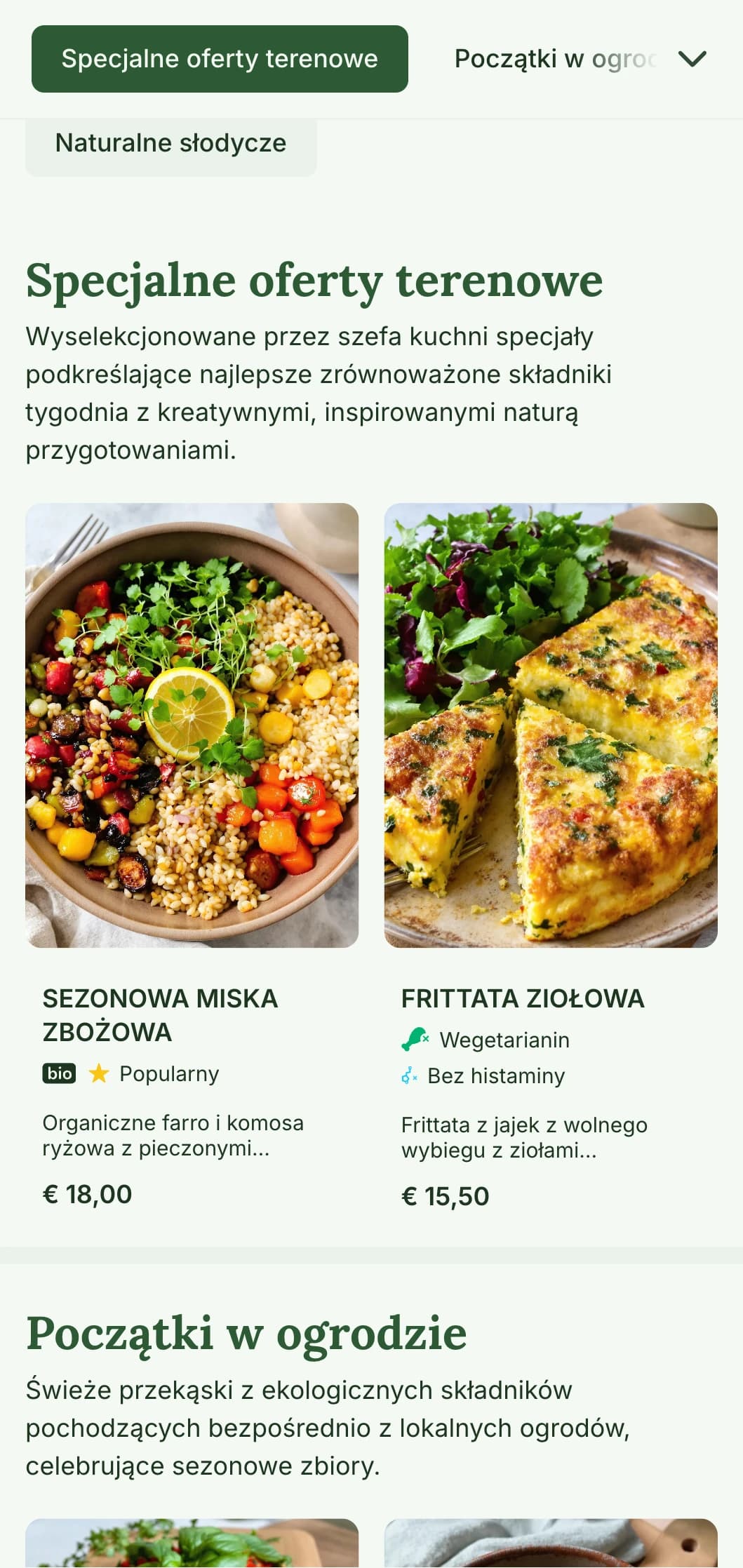 Świeże, inspirowane naturą menu lunchowe podkreślające sezonowe składniki i ofertę "od pola do stołu", idealne do kawiarni i restauracji, które koncentrują się na zdrowych, ekologicznych posiłkach w południe.
