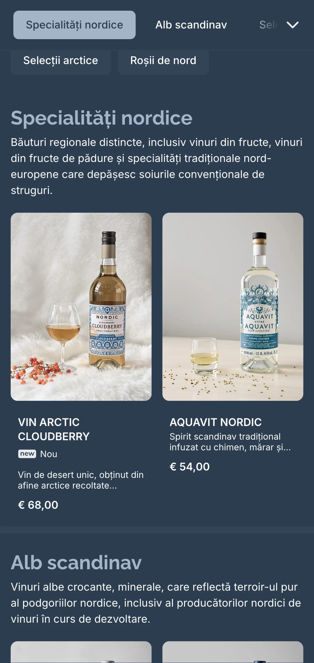 Șablon pentru lista de vinuri de inspirație scandinavă, cu tonuri reci de albastru și design minimalist, ideal pentru restaurante nordice contemporane și baruri de vinuri internaționale.