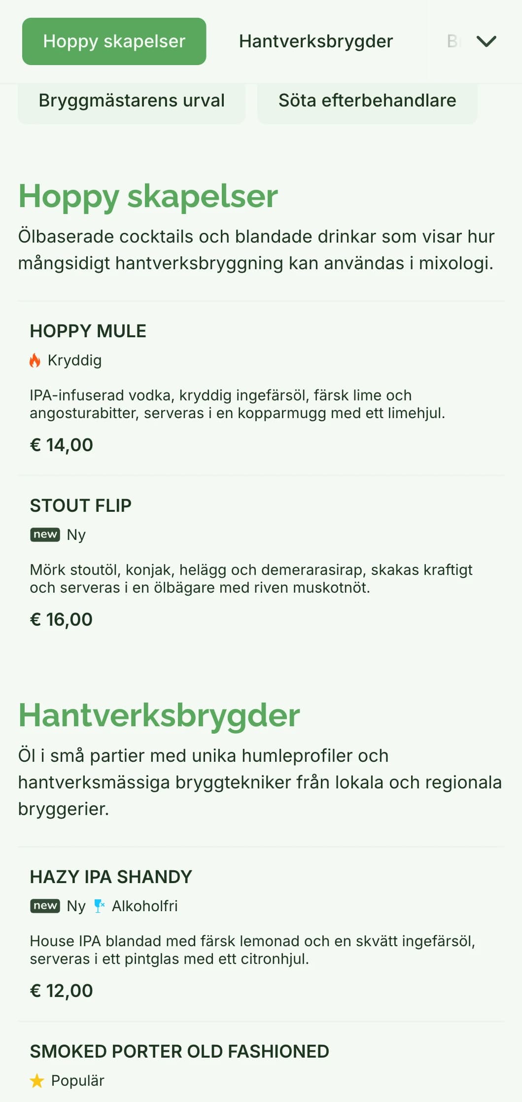 En rustik men ändå raffinerad menydesign för barer och bryggerier med hantverksöl, med naturliga toner och träinspirerade texturer.