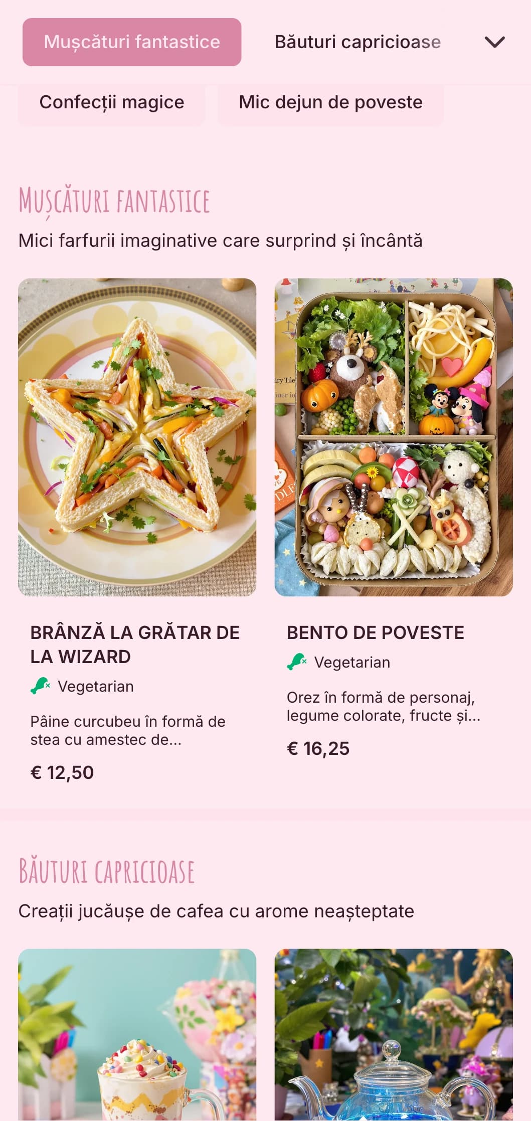 Design roz jucăuș cu elemente capricioase pentru patiserii creative și cafenele de deserturi.