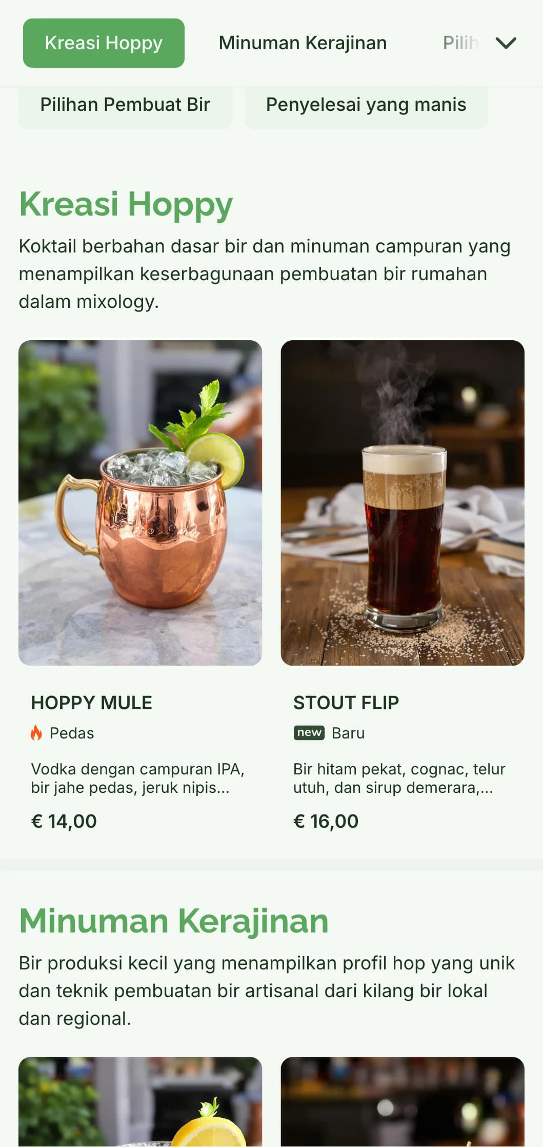 Desain menu yang rustic namun tetap berkelas untuk bar bir rumahan dan brewpub, dengan warna alami dan tekstur yang terinspirasi dari kayu.