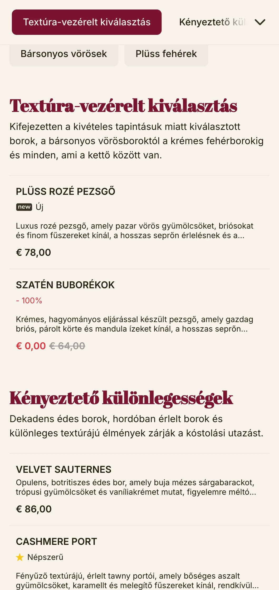 Drámaian fényűző borlap sablon mélyvörös hangsúlyokkal és kifinomult tipográfiával, ideális előkelő borozótermek és esti szórakozóhelyek számára.