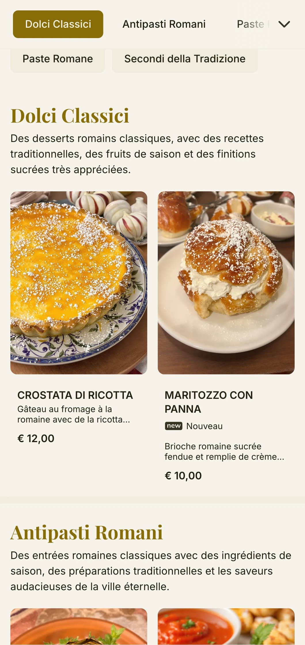 Un design intemporel avec des références historiques subtiles et une palette de couleurs chaudes reflétant l'héritage culinaire de Rome.