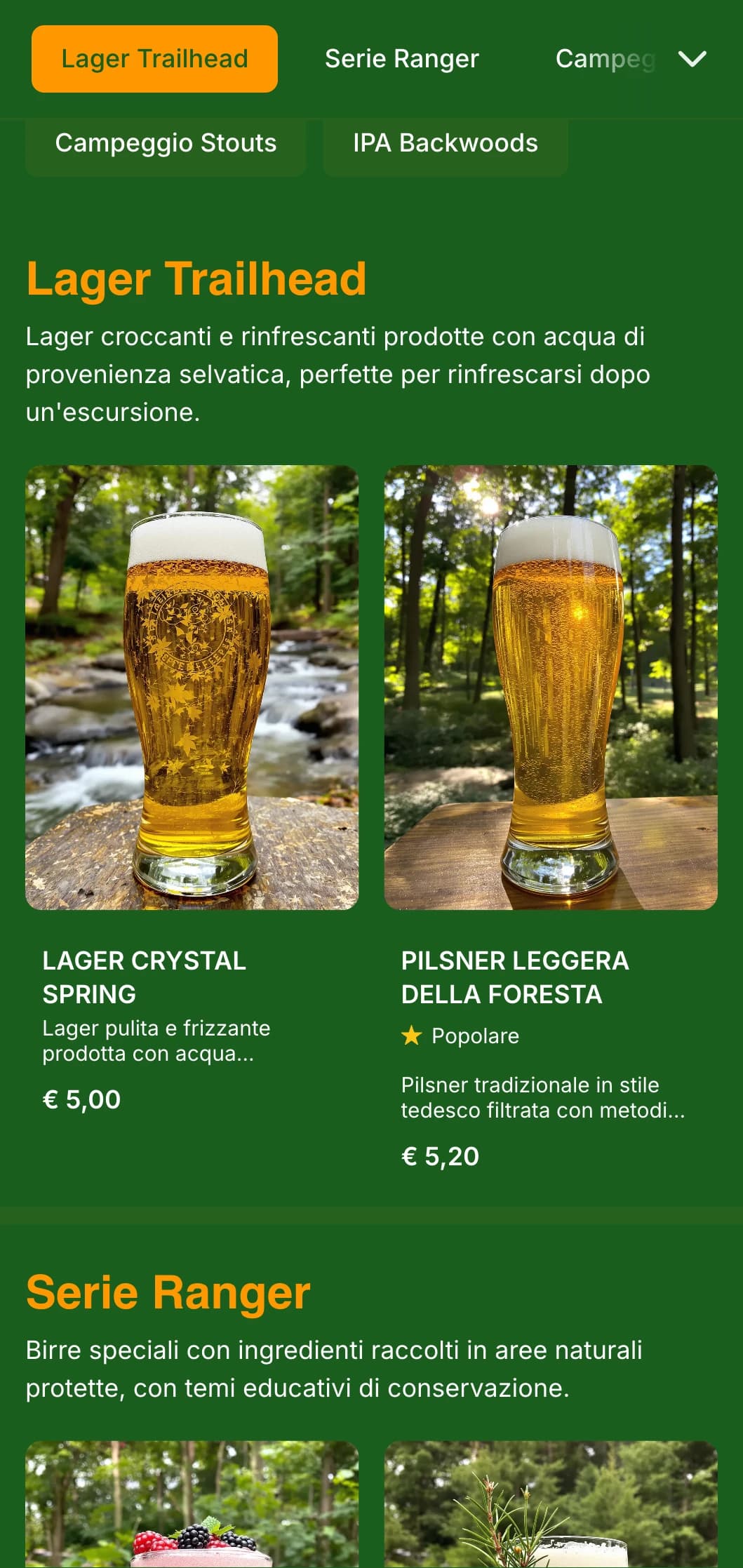 Design naturale e terroso ispirato alle foreste profonde, caratterizzato da una ricca vegetazione e da elementi boschivi per birrerie a tema naturale.