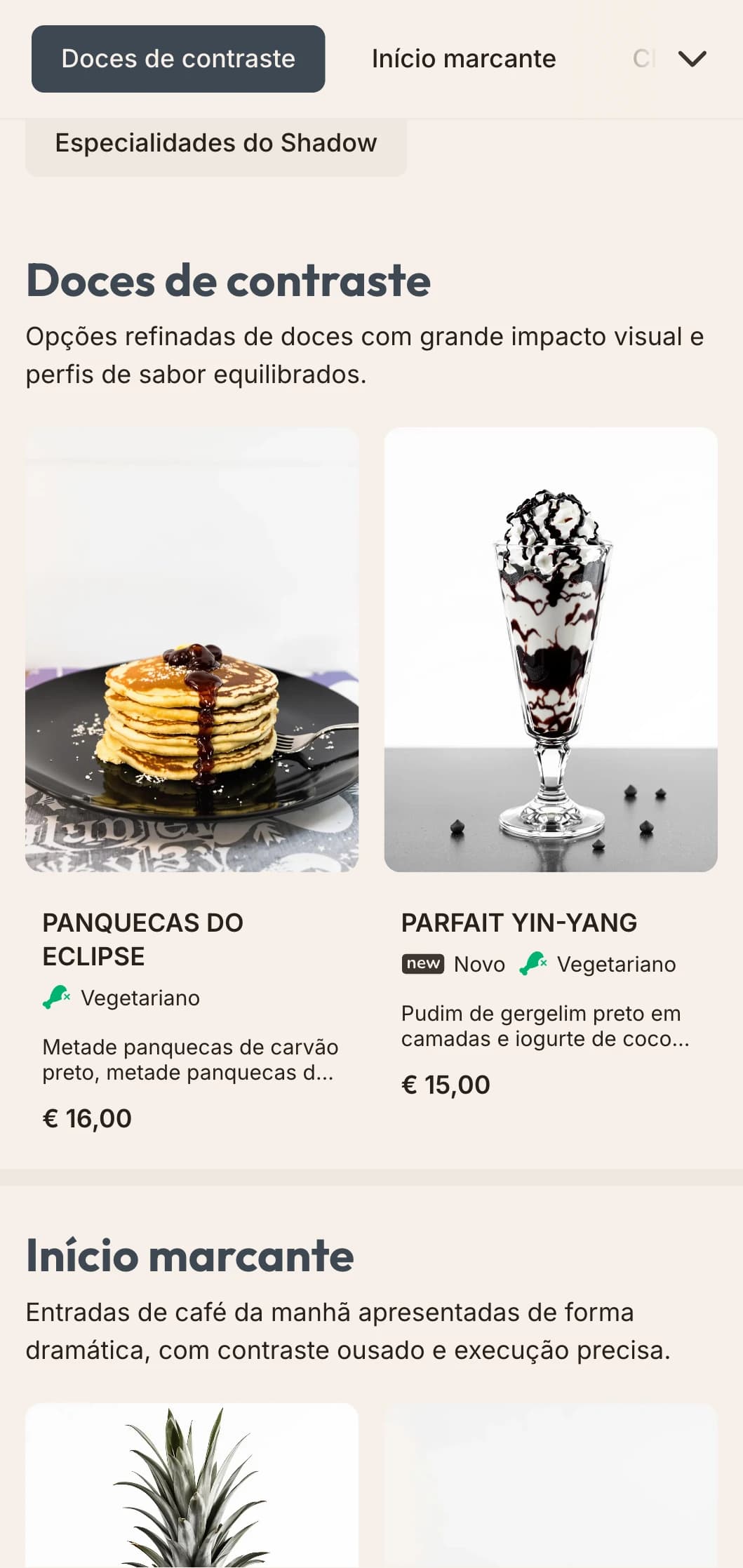 Um prato matinal dramático que apresenta um forte contraste, um revestimento preciso e combinações de sabores ousados.
