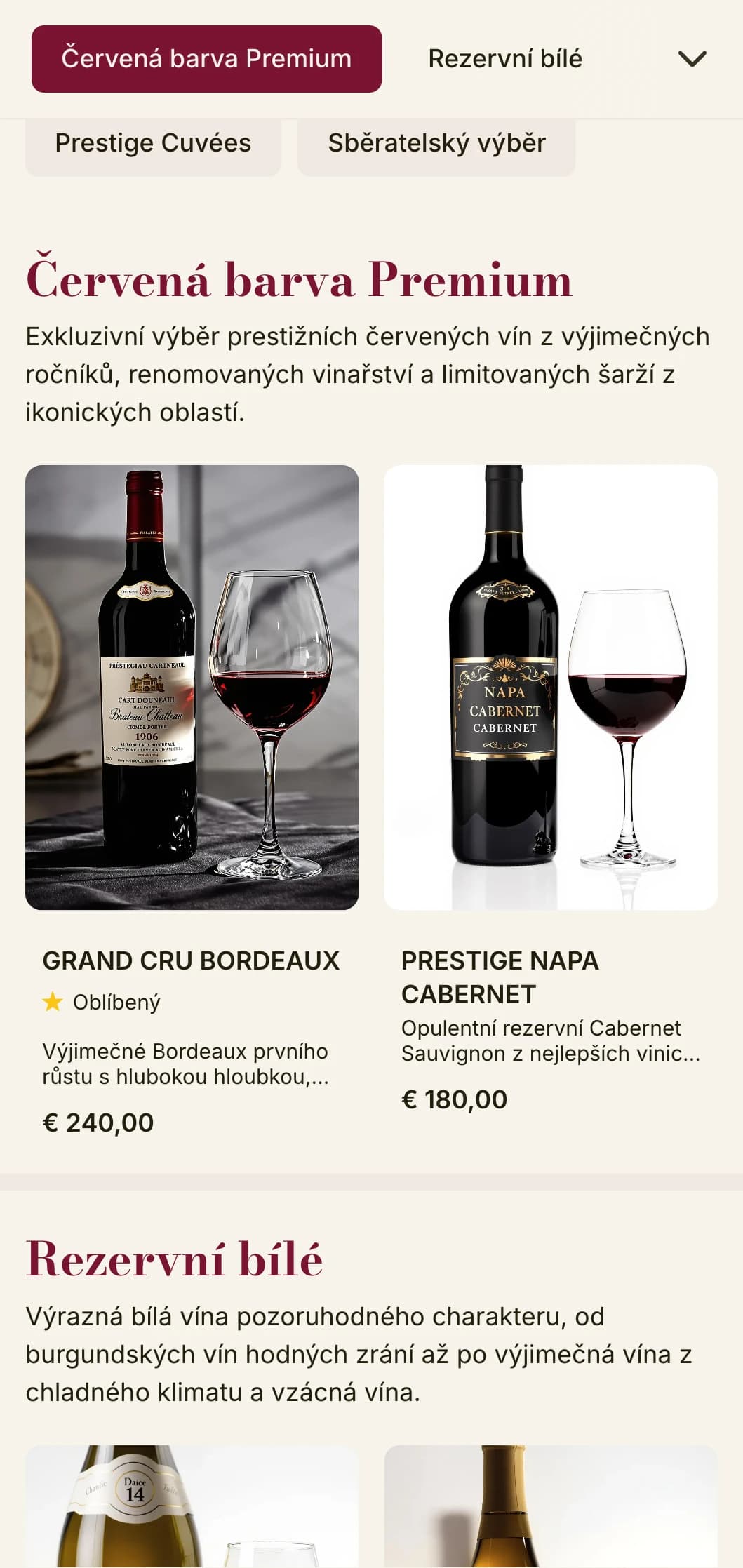 Dramaticky luxusní šablona vinného lístku s bohatými vínovými akcenty a sofistikovanou typografií, ideální pro prémiové steakhousy a vinné sklepy.