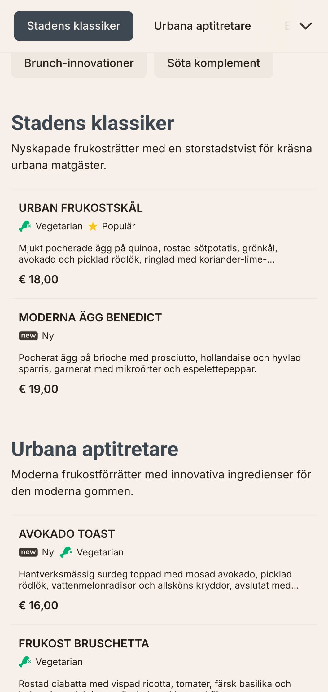 Snygga, moderna frukostalternativ för den moderna stadsmänniskan, med minimalistisk presentation och innovativa smakkombinationer.