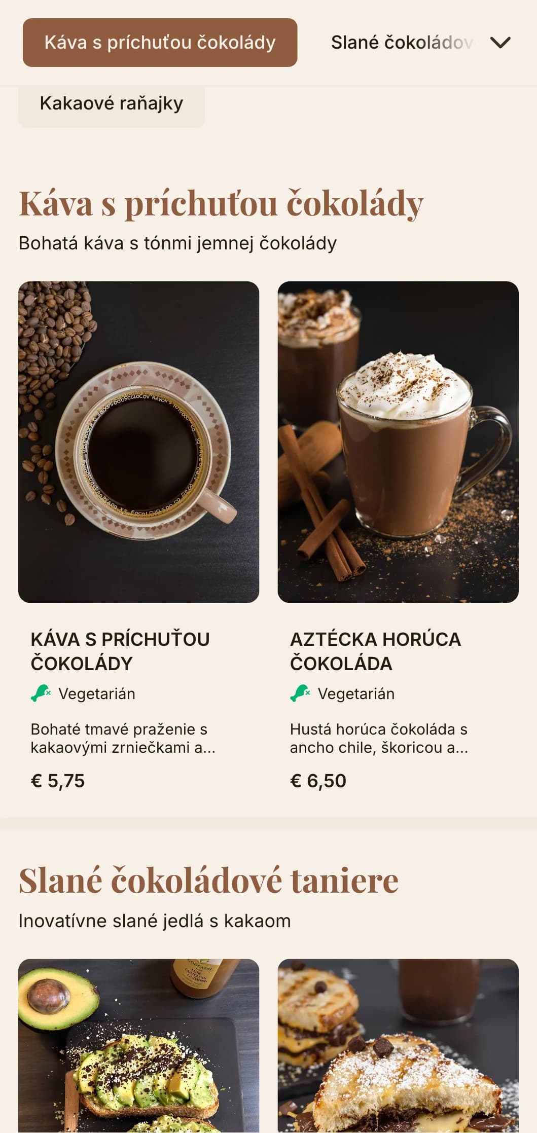 Hnedý dizajn s bohatými textúrami pre čokoládové kaviarne a predajne zákuskov.