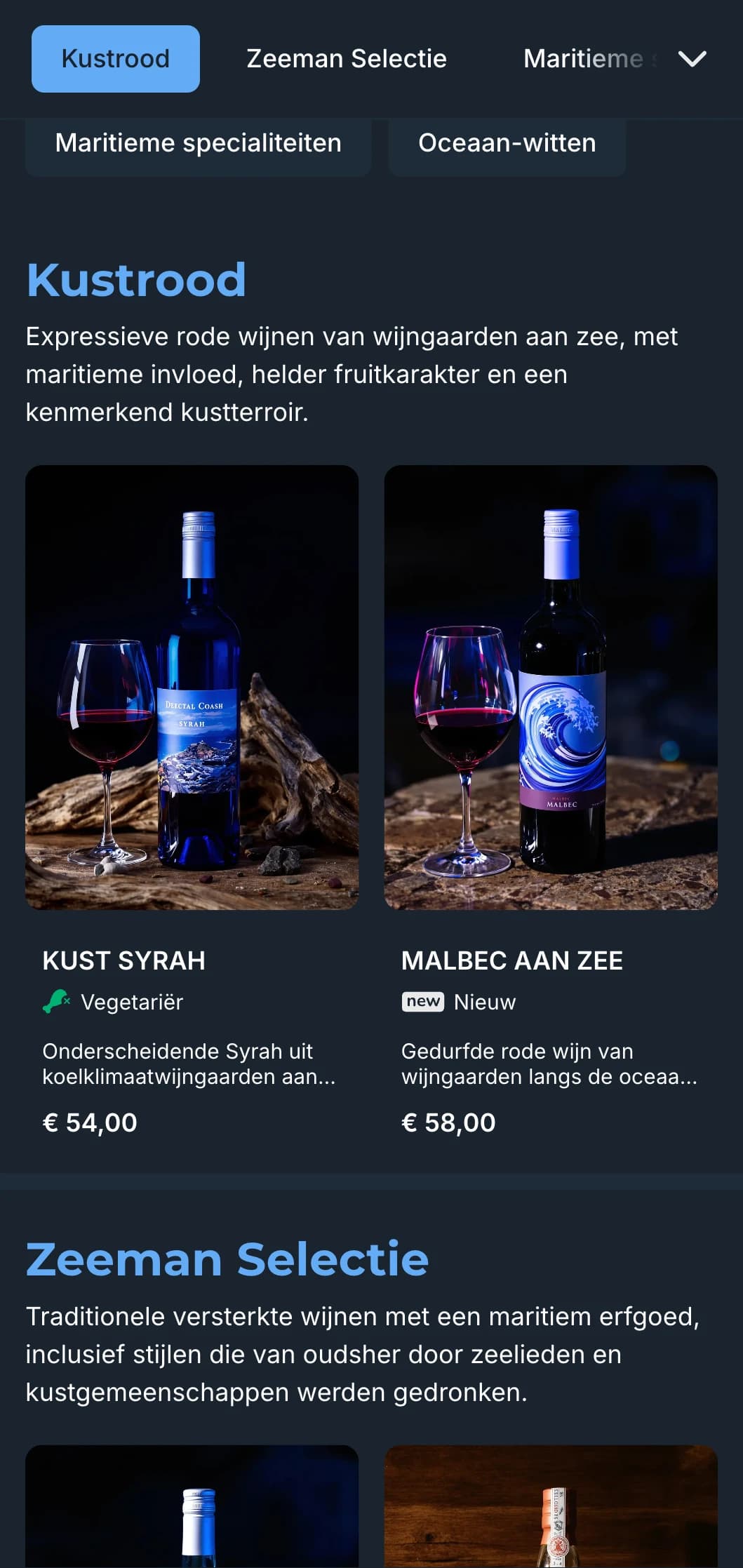 Op het Middellandse Zeegebied geïnspireerde donkere wijnsjabloon met levendige blauwe accenten, perfect voor avondlijke kustrestaurants en wijnbelevenissen aan zee.