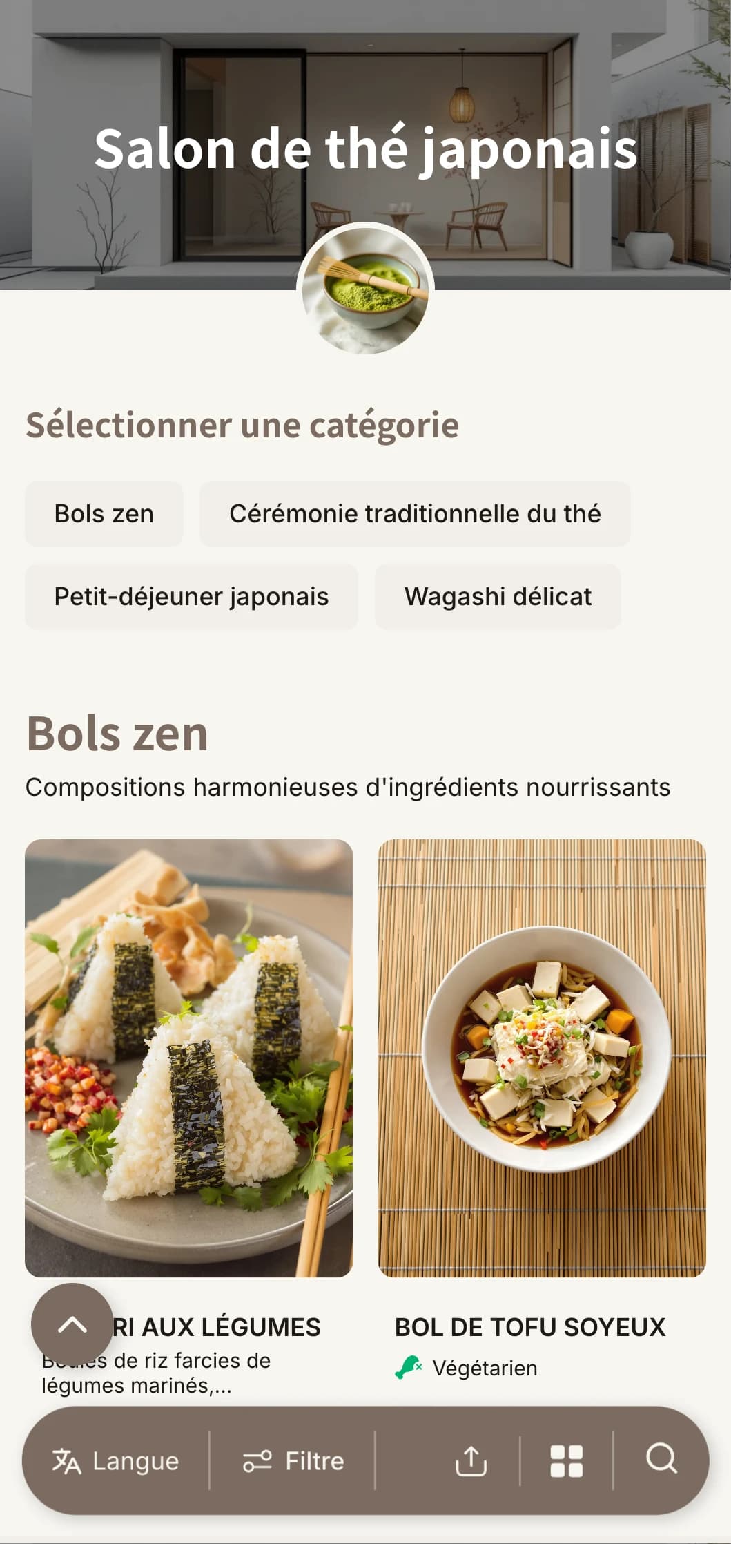 Design minimaliste inspiré de l'esthétique japonaise pour les salons de thé et les cafés zen.