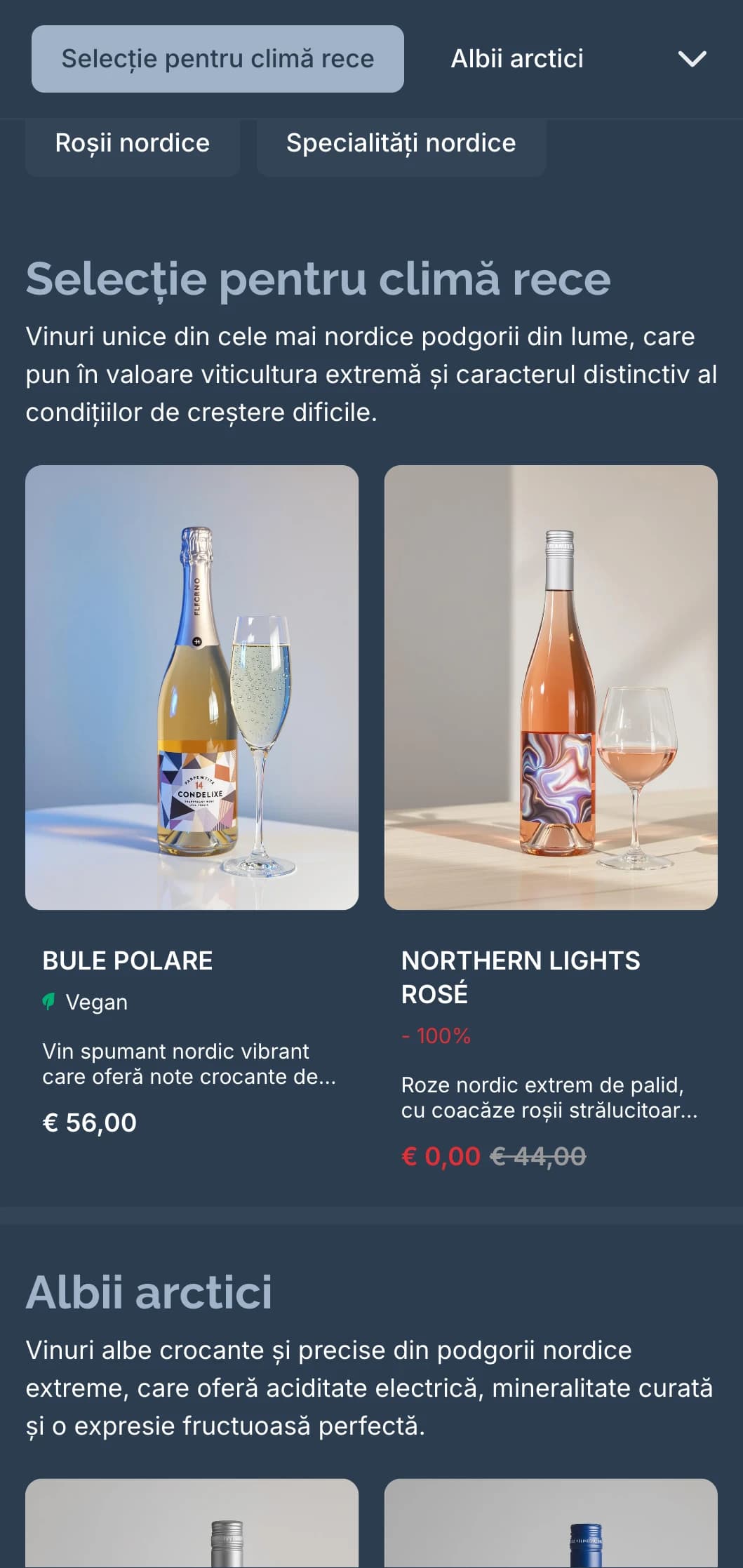 Șablon pentru lista de vinuri de inspirație scandinavă, cu tonuri reci de albastru și design minimalist, ideal pentru restaurante nordice contemporane și baruri de vinuri internaționale.