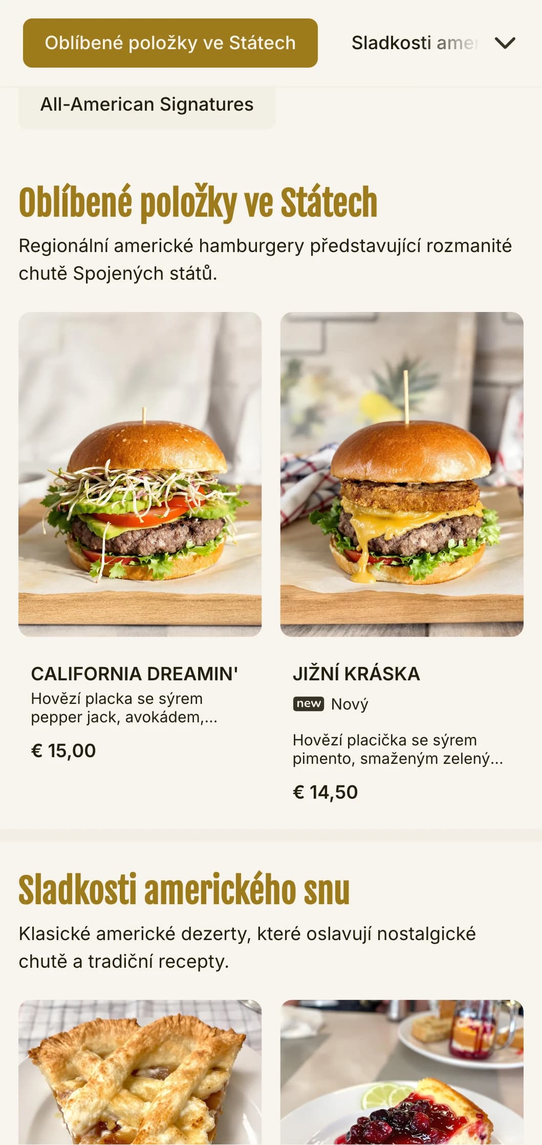 Klasický americký hamburger s červenými, bílými a modrými akcenty a nostalgickými prvky bistra.