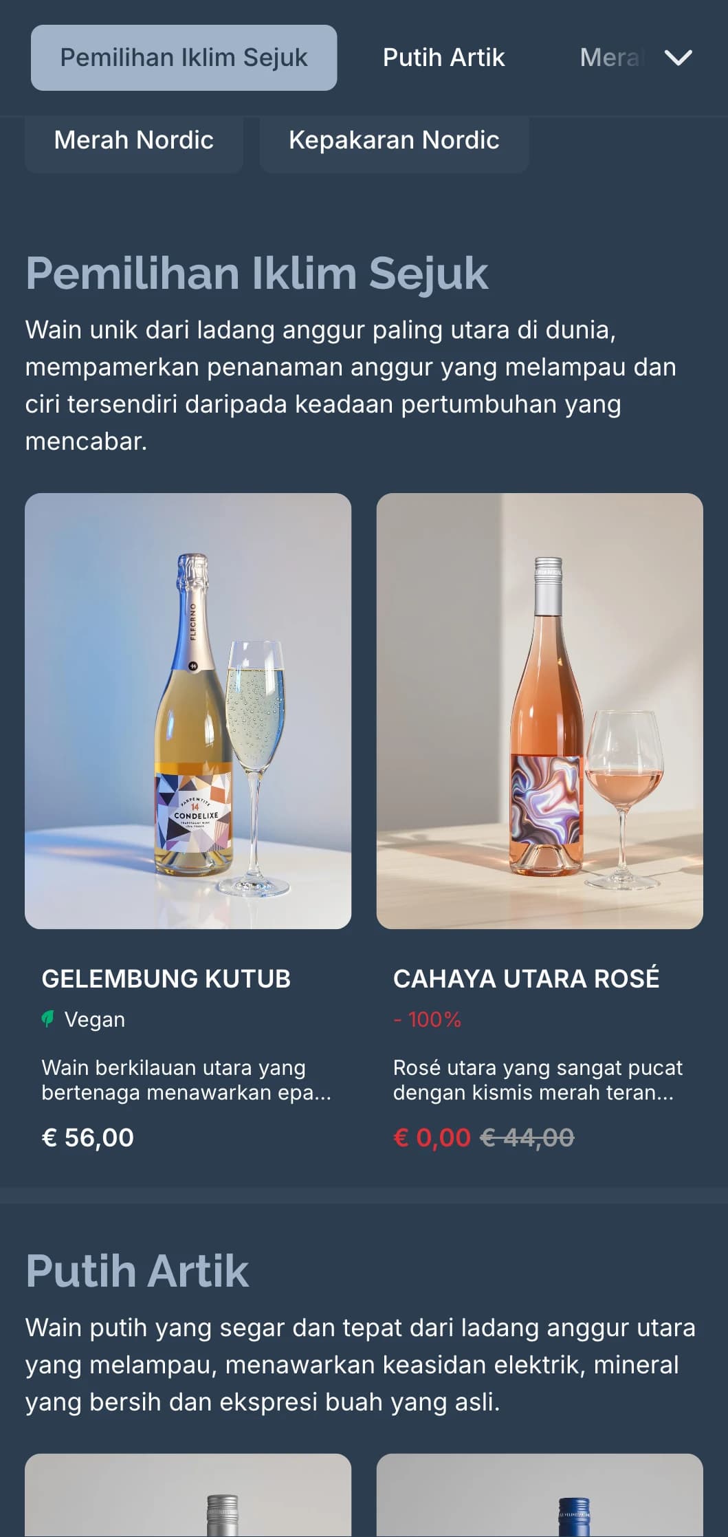 Templat senarai wain berinspirasikan Scandinavia dengan rona biru sejuk dan reka bentuk minimalis, sesuai untuk restoran Nordic kontemporari dan bar wain antarabangsa.