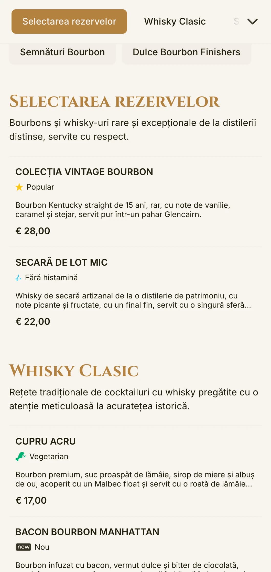 Un design elegant și rafinat pentru baruri de bourbon și saloane de whisky, cu tipografie vintage și accente calde de chihlimbar.