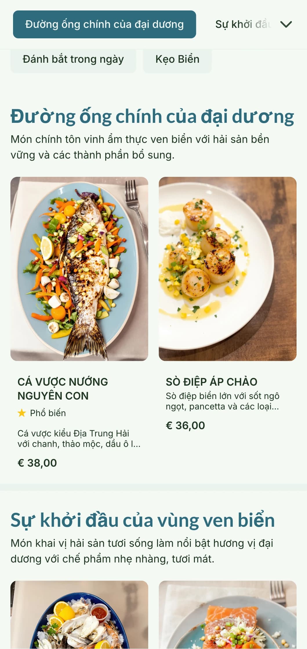 Thiết kế thực đơn bữa tối tươi mát và thoáng mát lấy cảm hứng từ cuộc sống ven biển, với tông màu xanh nhẹ nhàng và kết cấu tự nhiên, hoàn hảo cho các nhà hàng hải sản.
