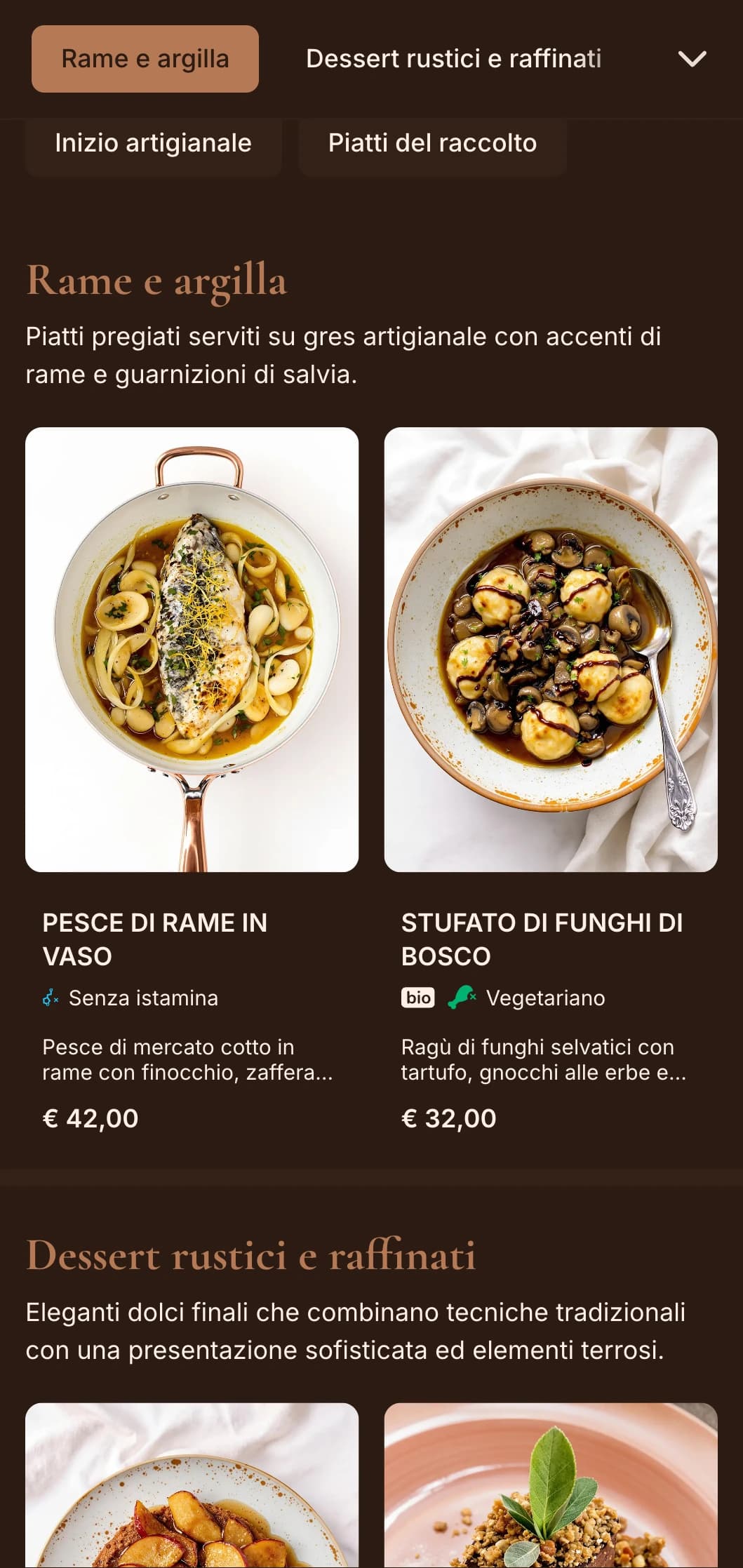 Raffinata eleganza rustica caratterizzata da calde tonalità di rame e accenti di salvia, perfetta per una cucina sofisticata e stagionale.