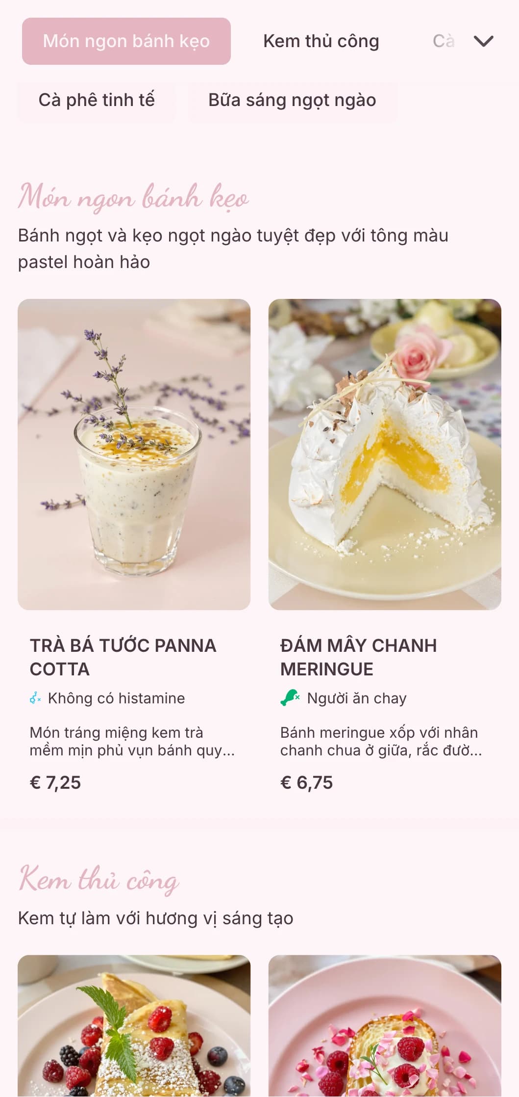 Thiết kế màu pastel ngọt ngào với các yếu tố vui tươi dành cho quán cà phê tráng miệng và tiệm kem.