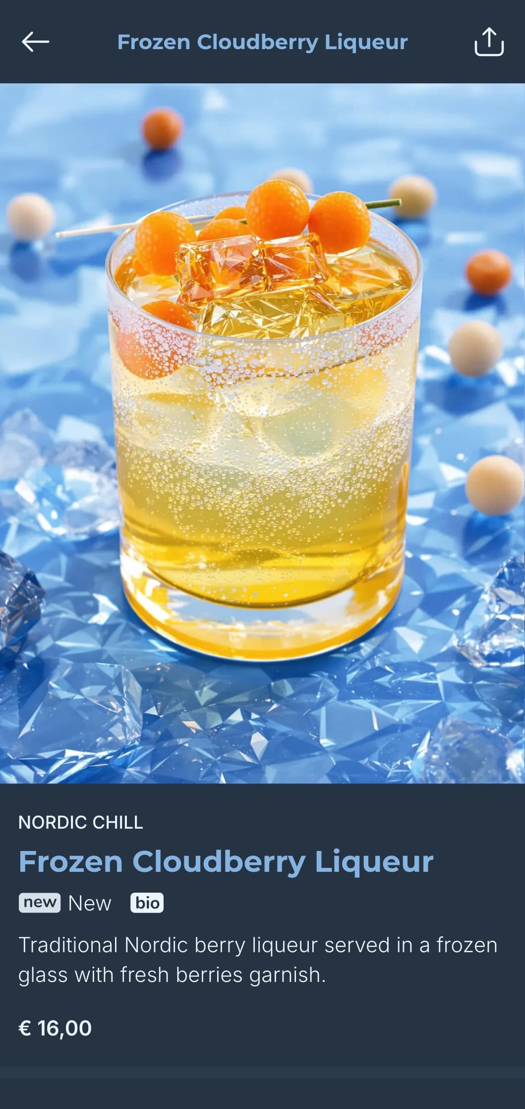Pristine ice blue and white design for clean, minimalist cocktail venues.
