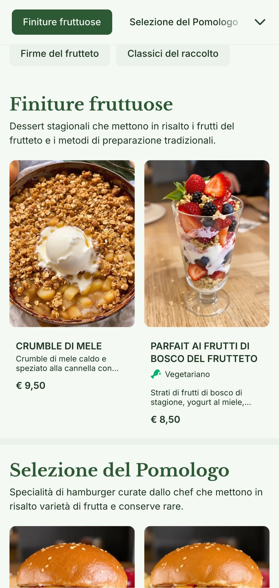 Ristorante di hamburger ispirato al frutteto con prodotti di stagione e abbinamenti di sidro.