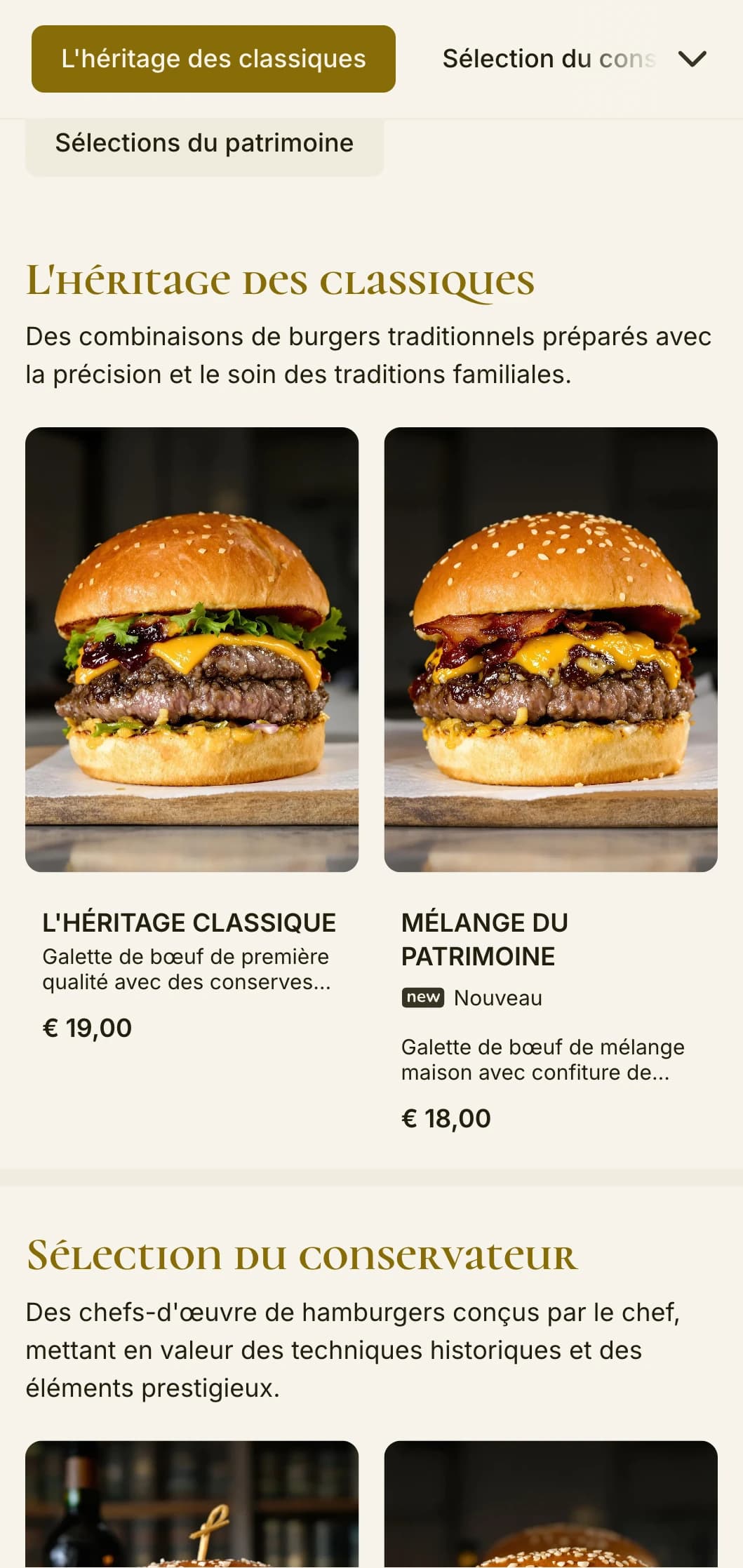 Un hamburger inspiré d'un manoir avec des éléments du patrimoine et des touches aristocratiques.