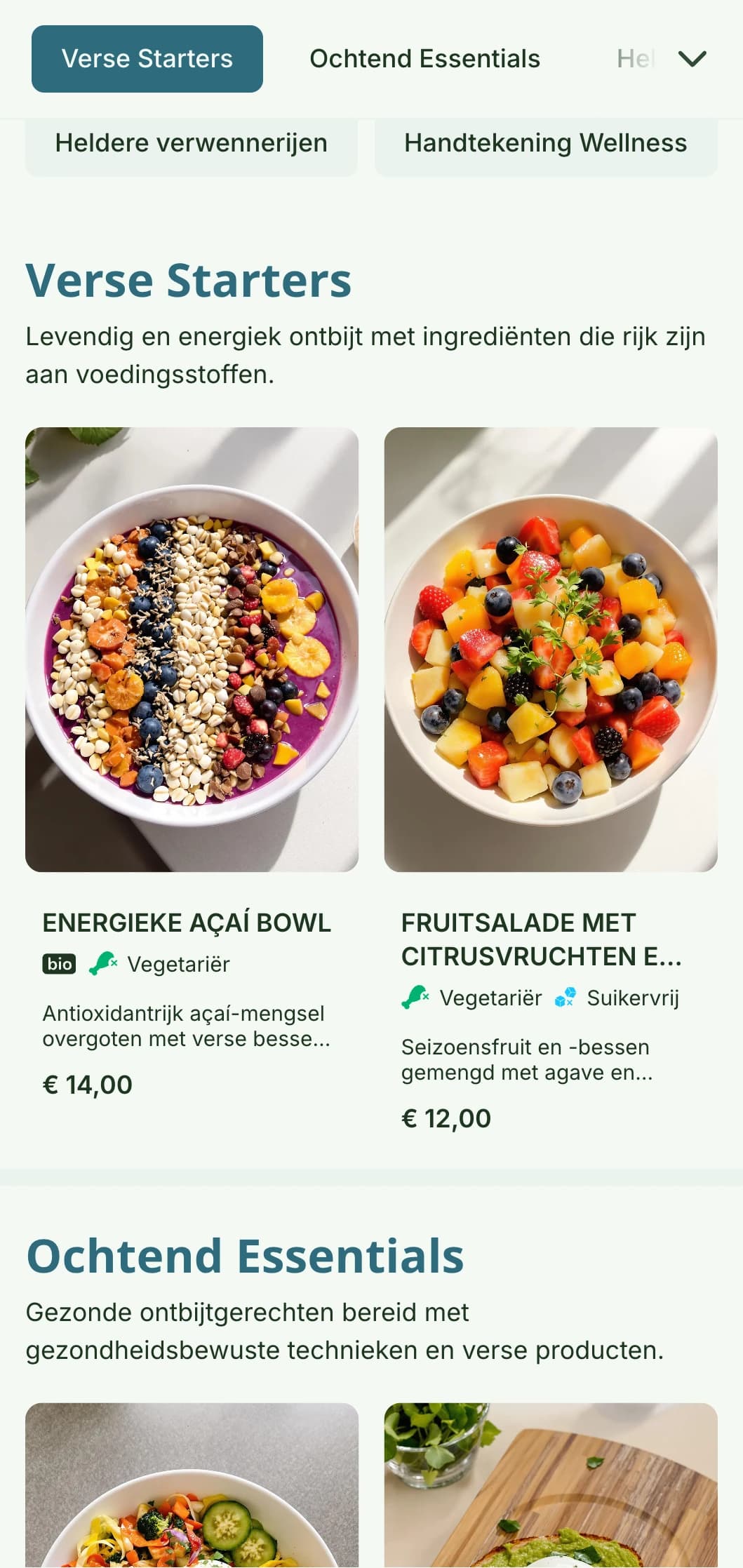 Helder en verfrissend ontbijtmenu met gezonde, levendige ingrediënten om je ochtendroutine energie te geven.