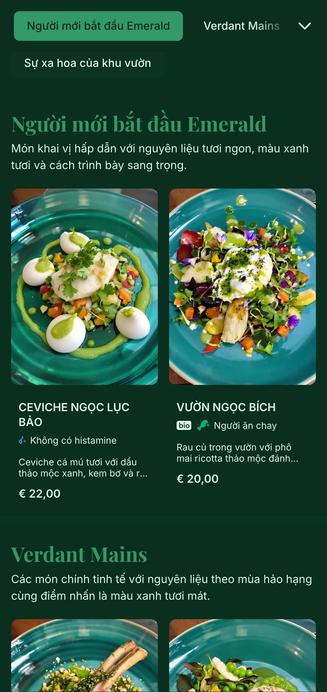 Khái niệm sang trọng, sống động với chủ đề xanh lá cây lấy cảm hứng từ những viên ngọc lục bảo quý giá và khu vườn tươi tốt.