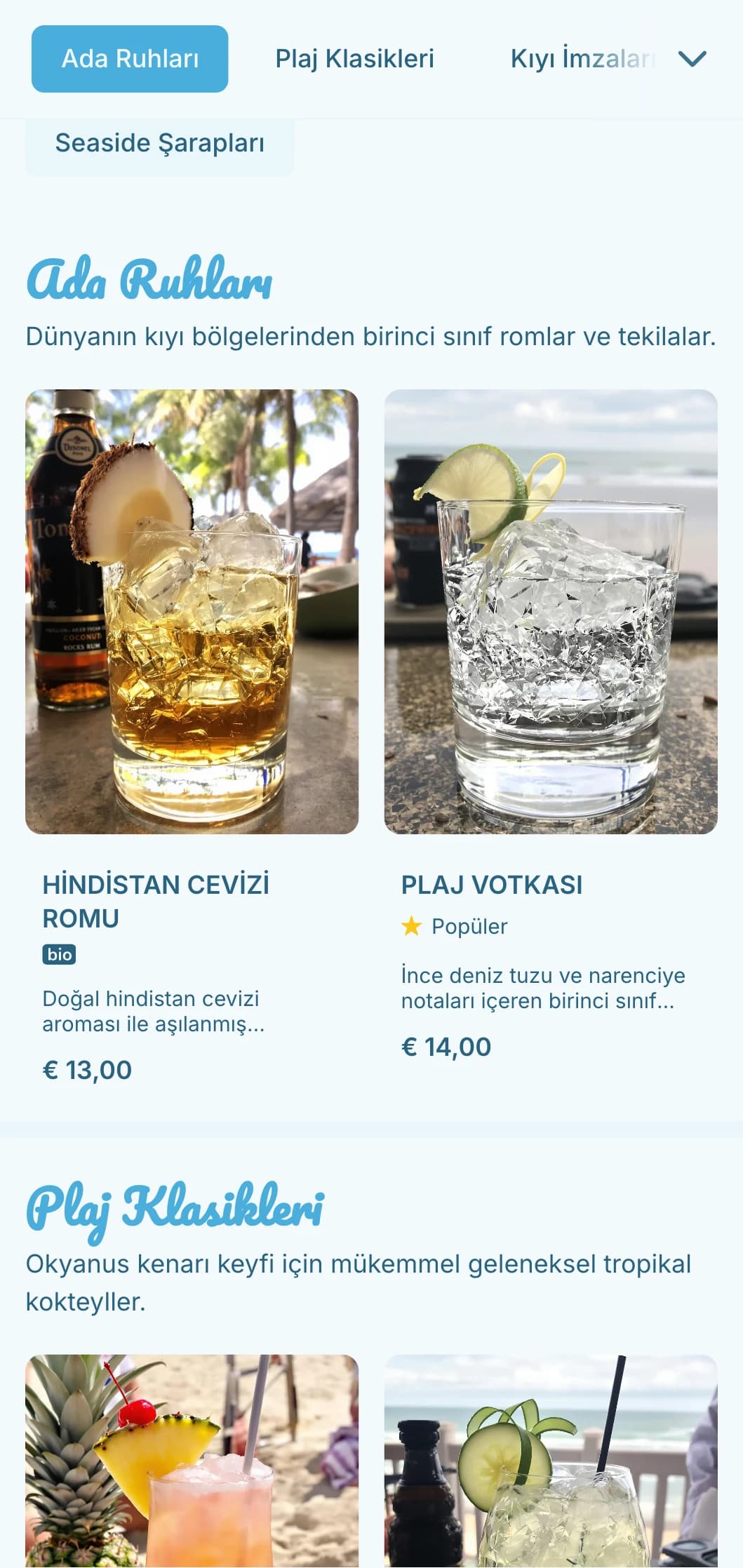 Sahil barları için kıyı unsurları içeren ferahlatıcı mavi tasarım.