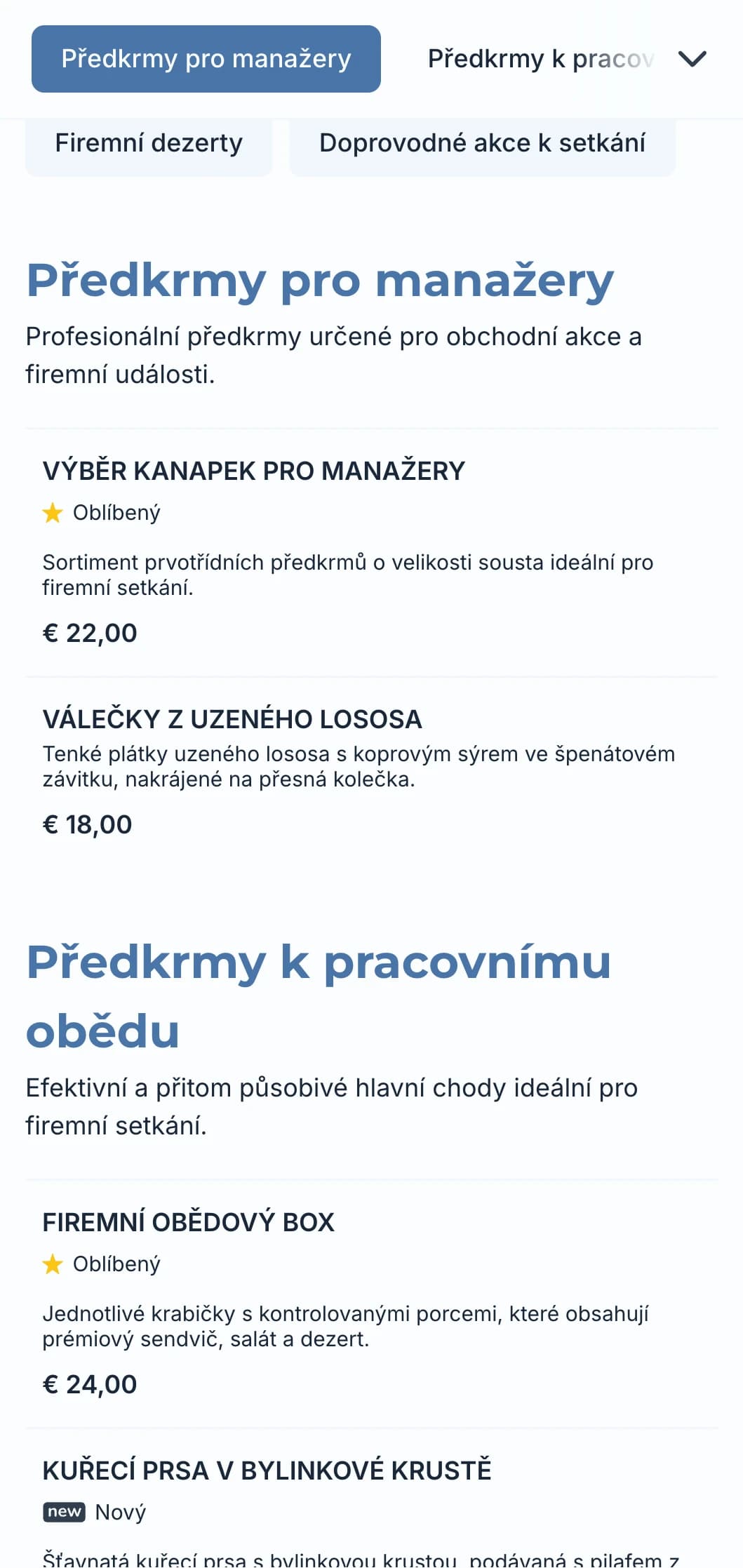 Profesionální cateringové služby určené pro obchodní jednání a firemní akce, zaměřené na efektivní servis a kvalitní prezentaci.