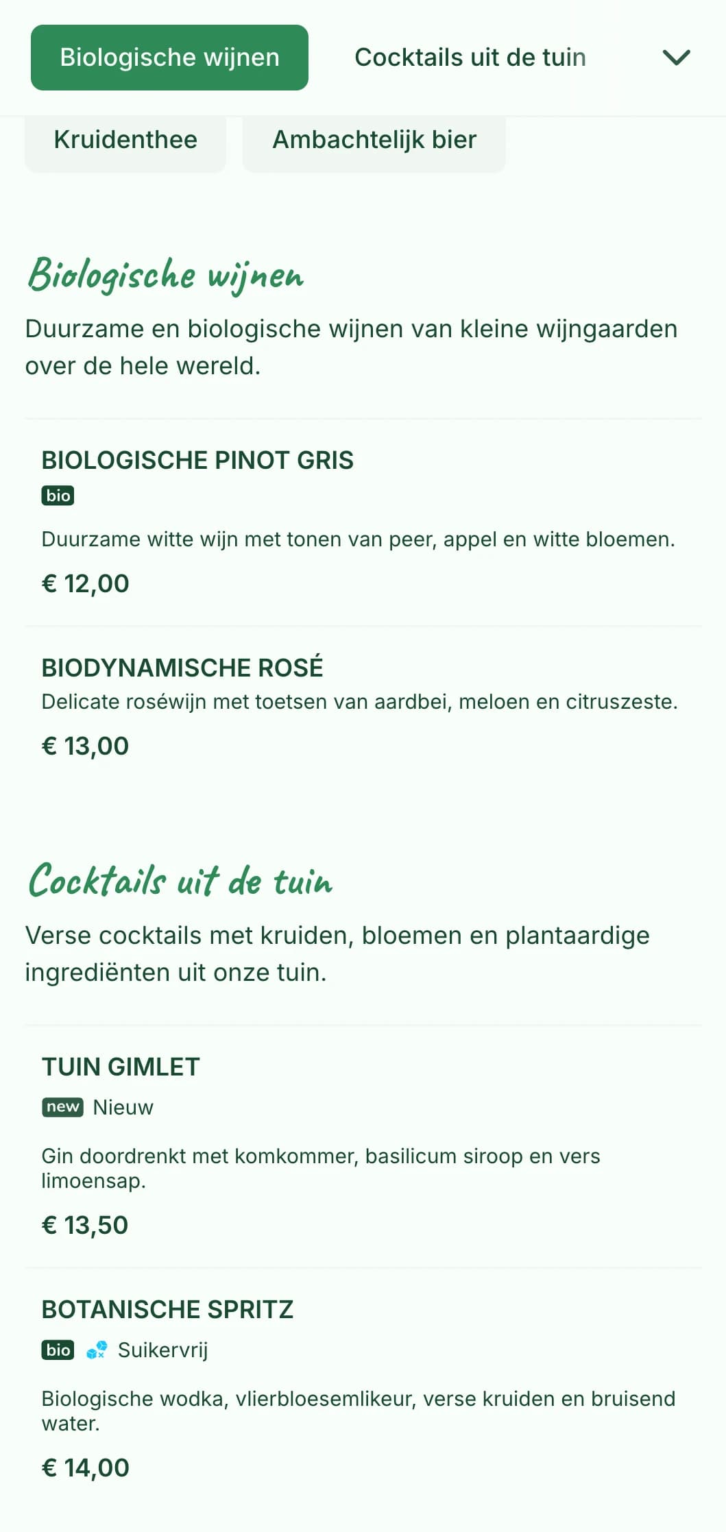 Fris groen thema-ontwerp met botanische elementen voor tuinbars en terrassen.