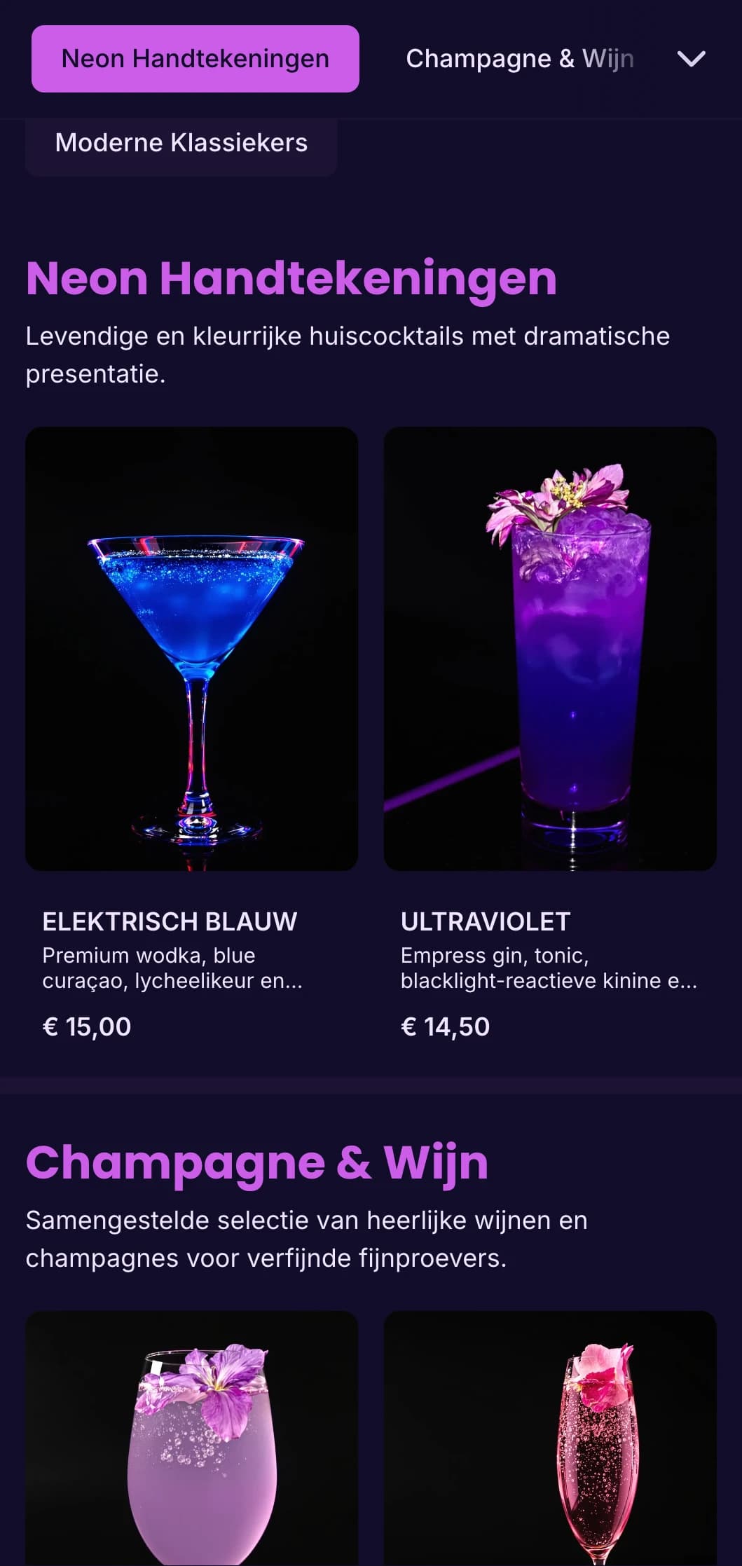 Levendig paars en ultraviolet ontwerp voor trendy nachtclubs en cocktail lounges.
