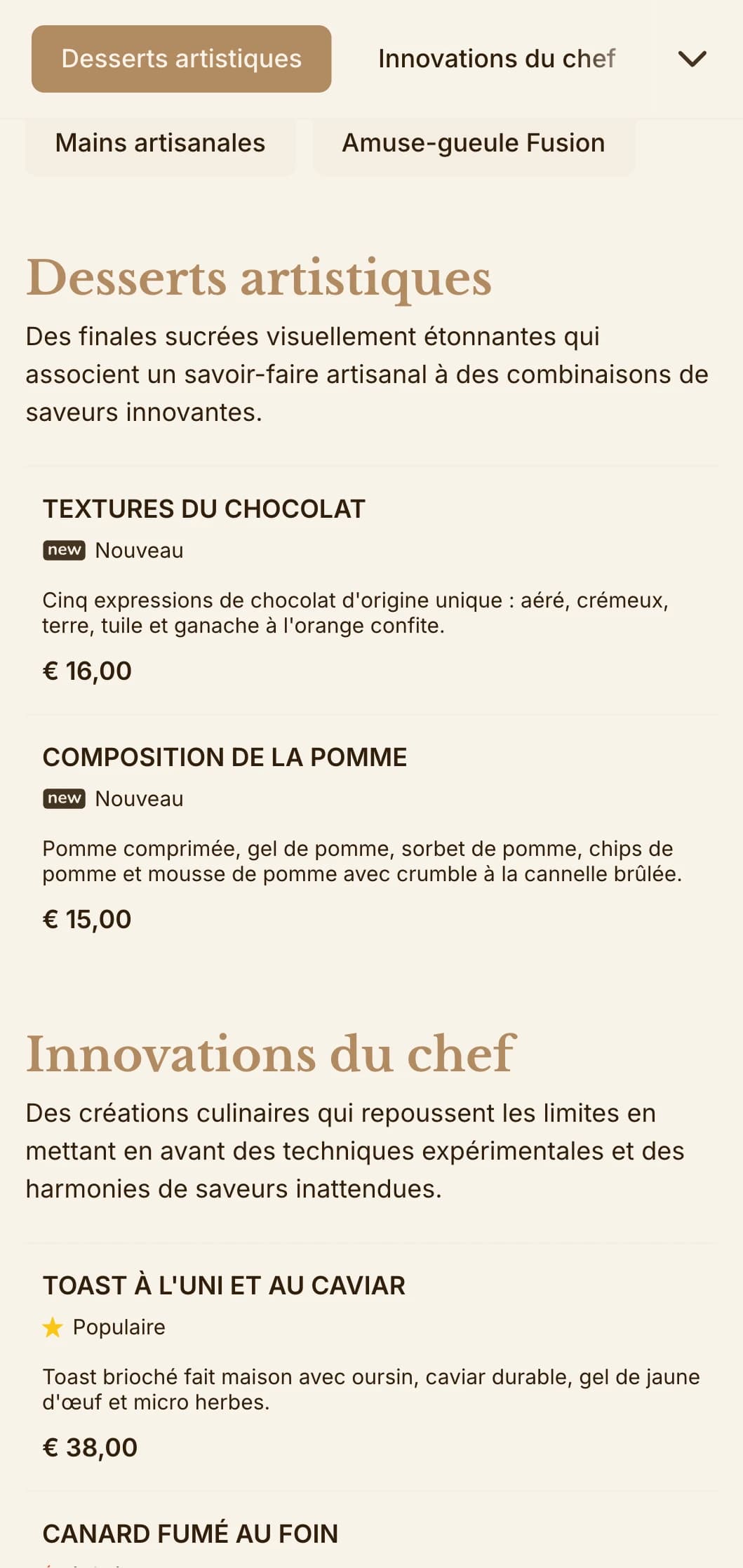 Fusion sophistiquée de l'esthétique artisanale et de la présentation gastronomique, idéale pour les établissements culinaires innovants.