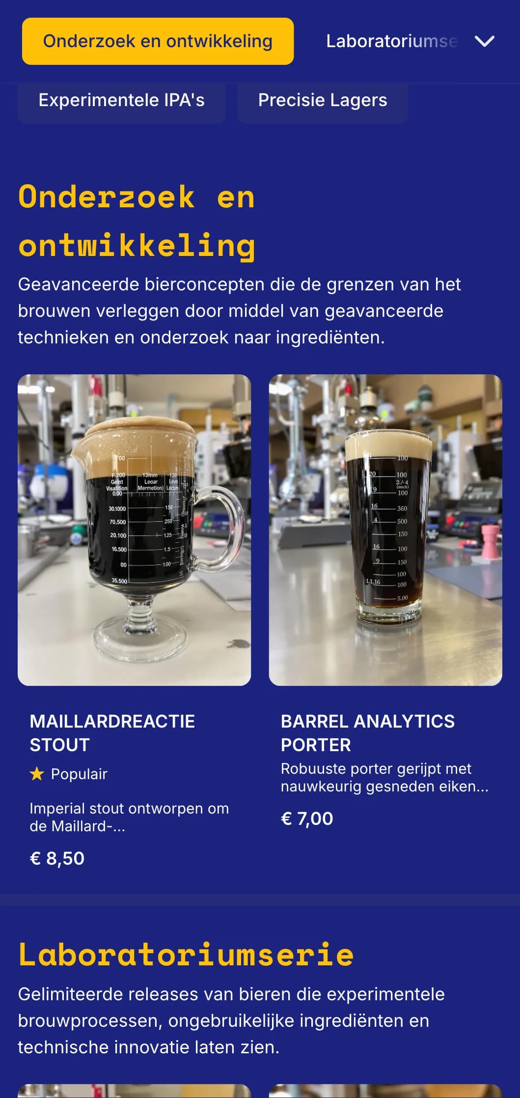 Moderne wetenschappelijke esthetiek voor experimentele brouwerijen en bierlabs, met precisiegrafieken en technische details.