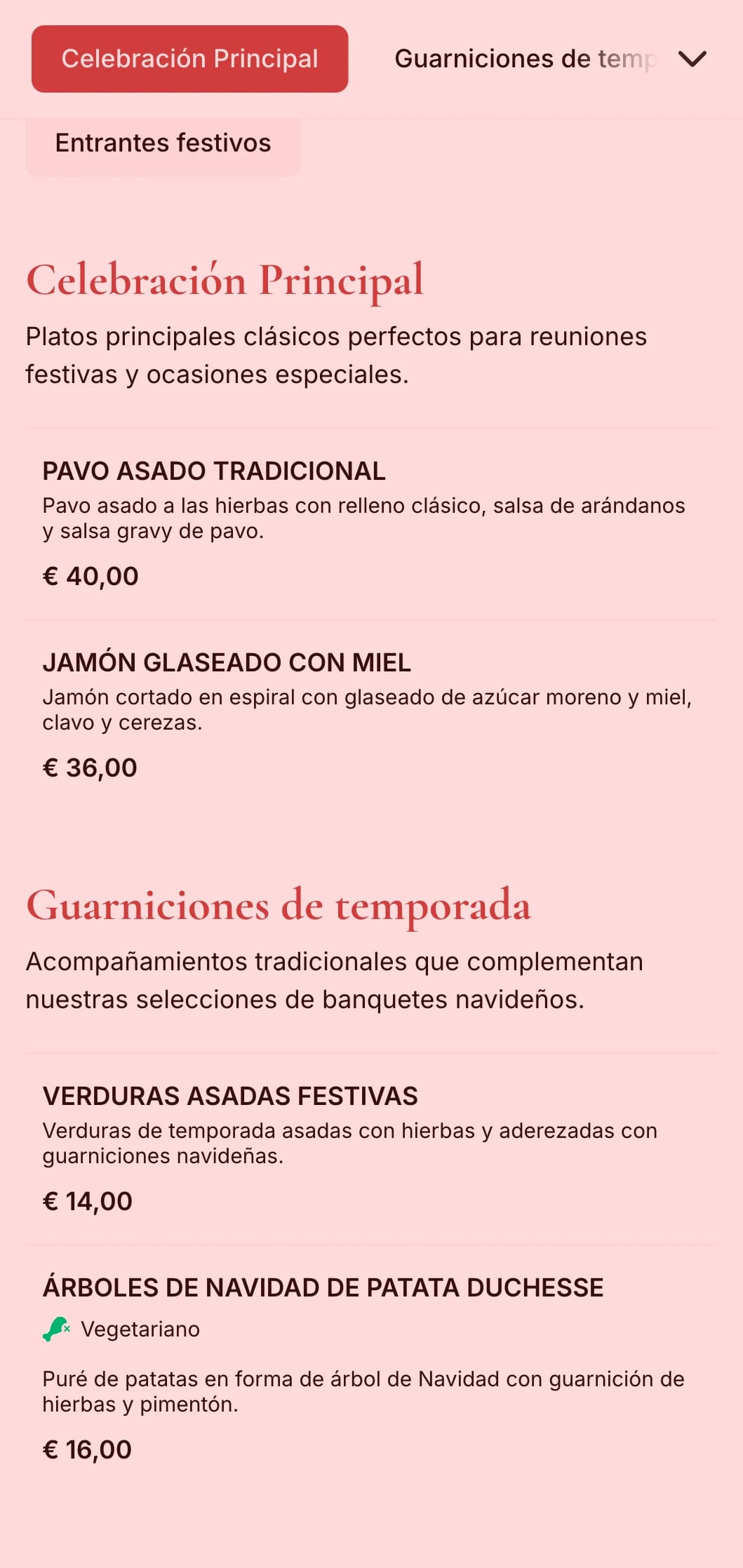 Catering tradicional de temática navideña con especialidades de temporada, presentación festiva y elementos de celebración para reuniones invernales y ocasiones especiales.