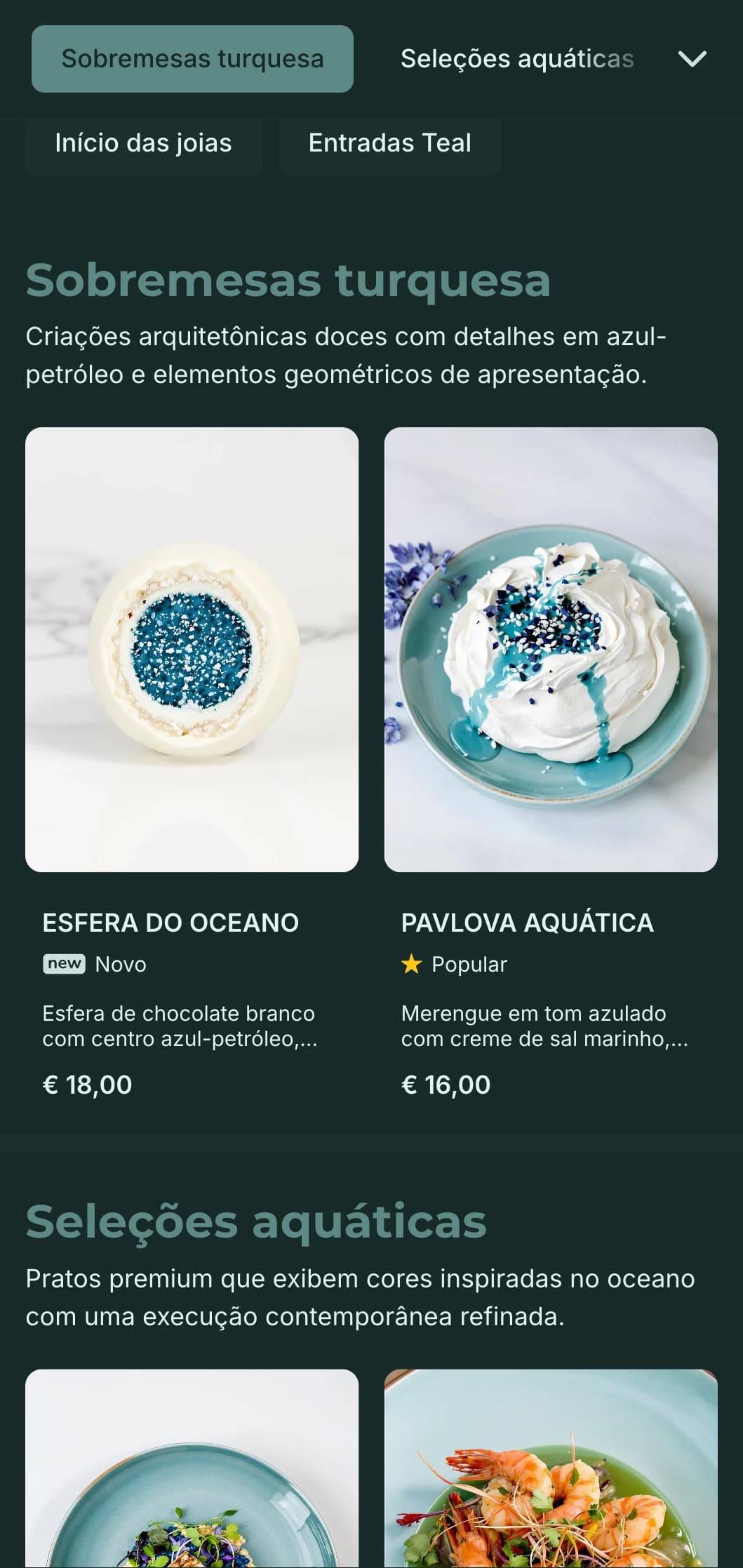 Conceito moderno e sofisticado, com ricos tons de azul-petróleo e elementos de luxo contemporâneos.