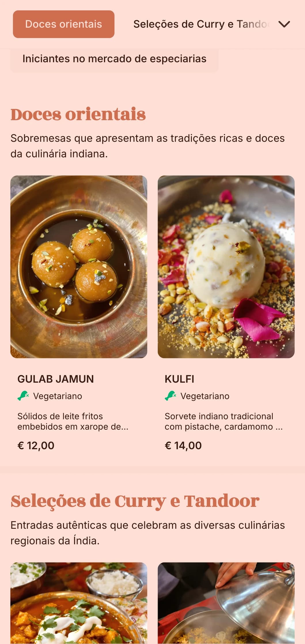 Serviço de bufê vibrante de inspiração indiana com temperos aromáticos, receitas tradicionais e apresentação colorida para celebrações culturais e eventos temáticos.
