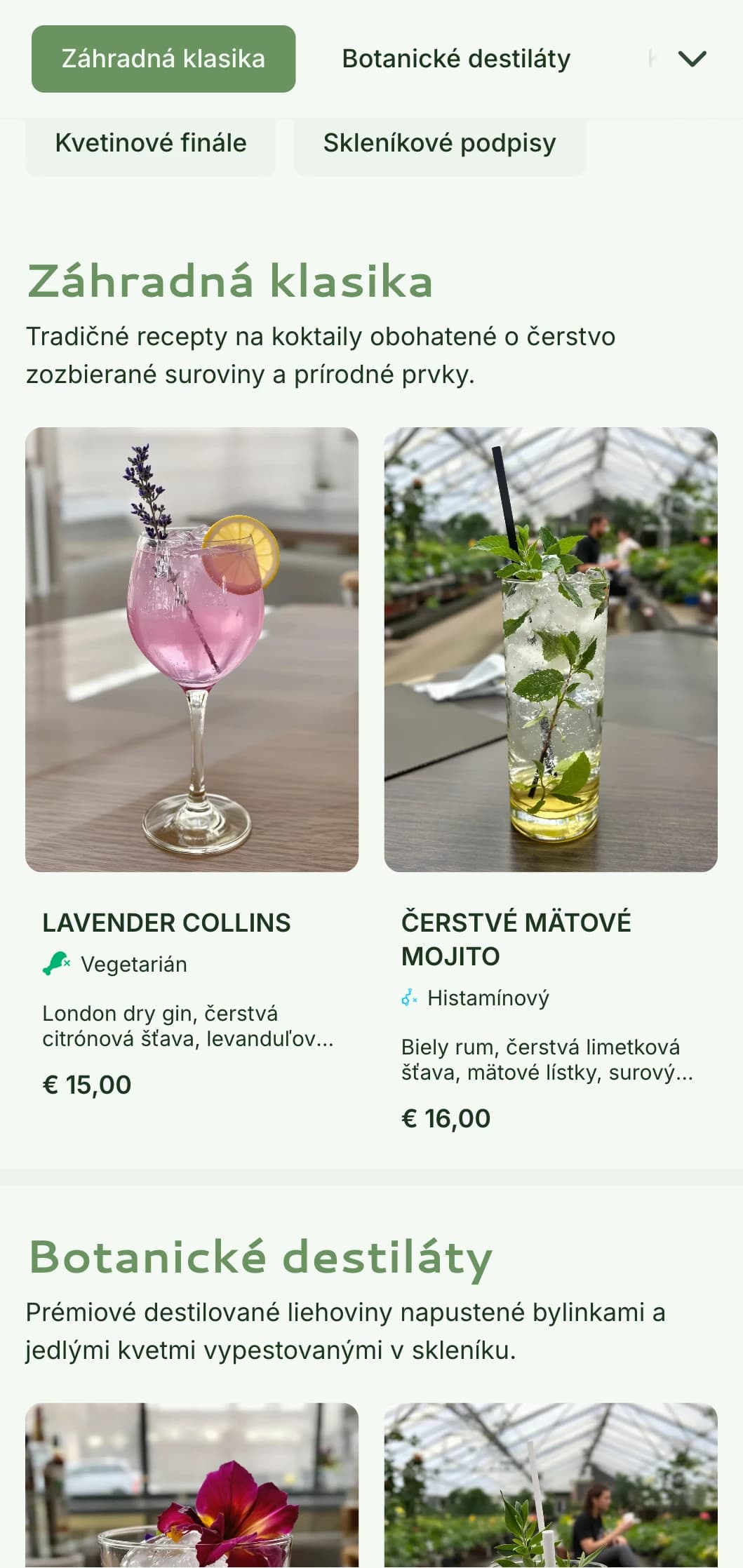 Svieži dizajn inšpirovaný ochranárskymi štýlmi pre záhradné bary a botanické salóniky so zelenými tónmi a vzdušnou typografiou.