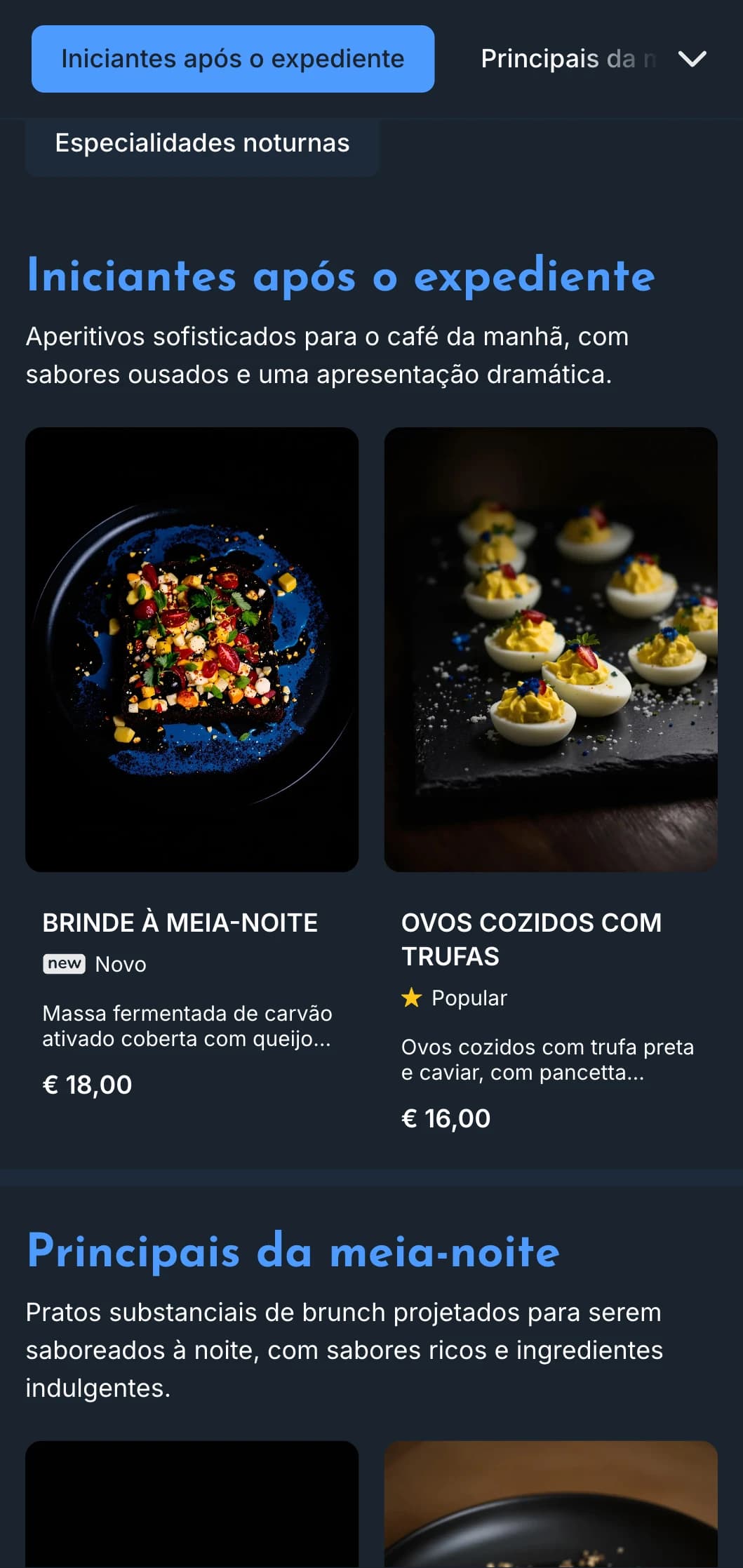 Modelo em azul profundo com detalhes brilhantes, perfeito para brunchs noturnos e cafés após o expediente.