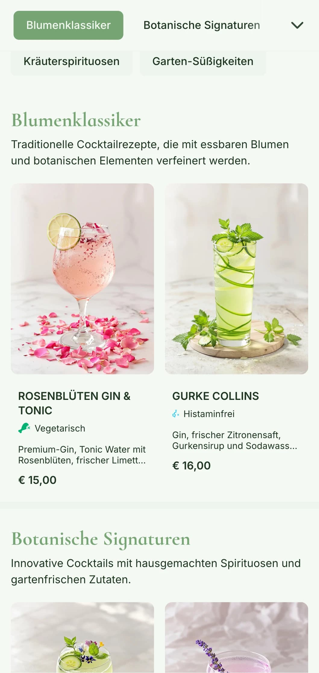 Ein üppiges, garteninspiriertes Design für Bars, die auf Kräutercocktails und botanische Spirituosen spezialisiert sind, mit frischen Grüntönen.