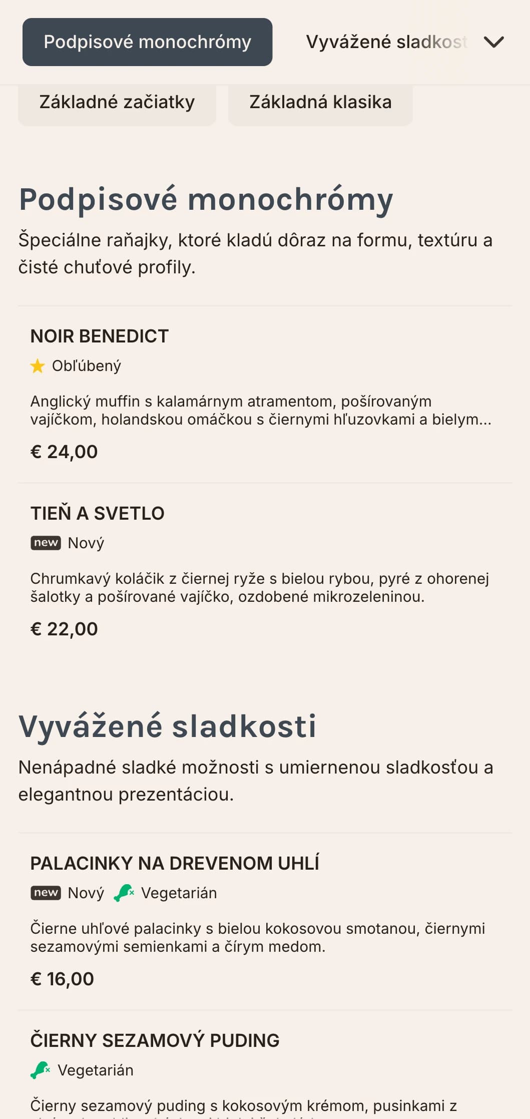 Elegantné a štýlové raňajky vo výraznej jednofarebnej palete pre dizajnovo zmýšľajúcich stravníkov.