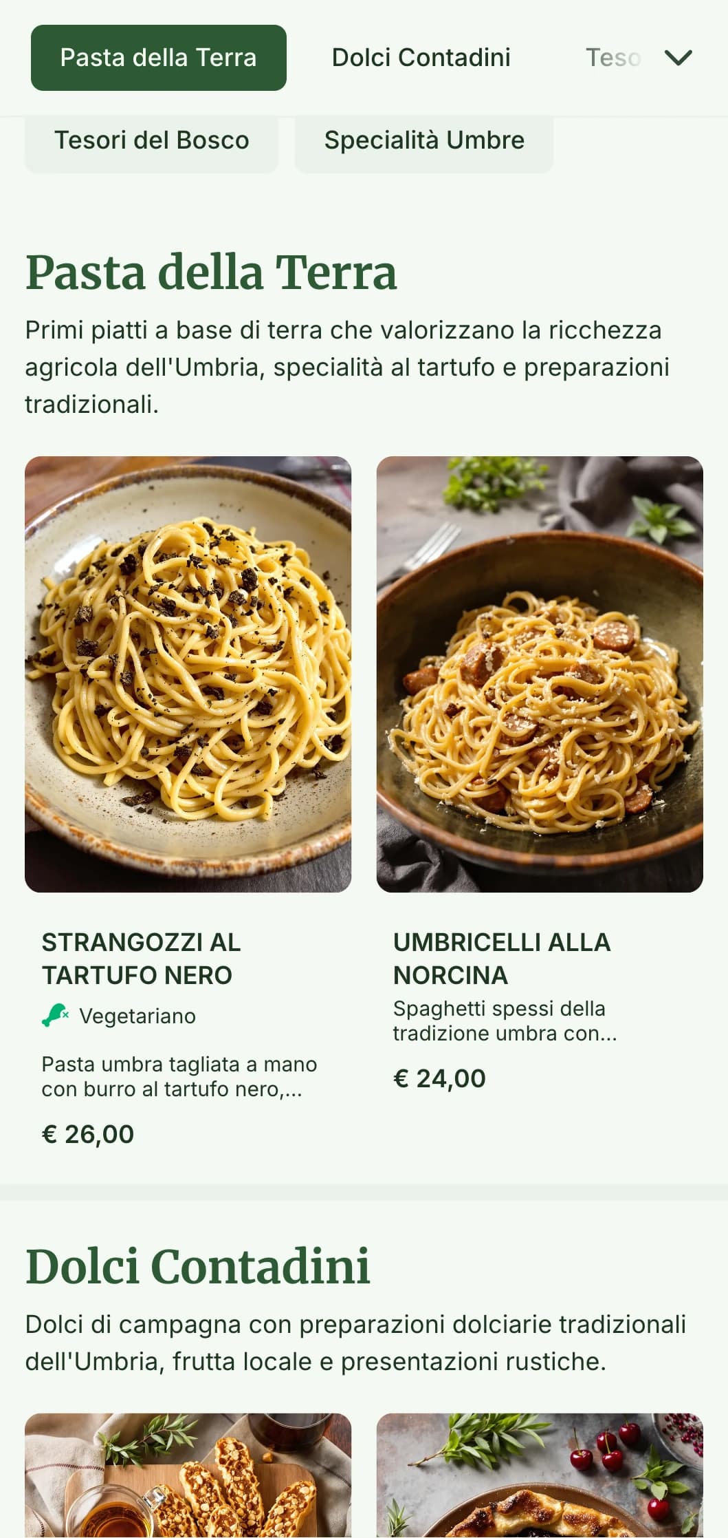 Un design caldo e accogliente che celebra la tradizione umbra della caccia al tartufo e la cucina "farm-to-table".