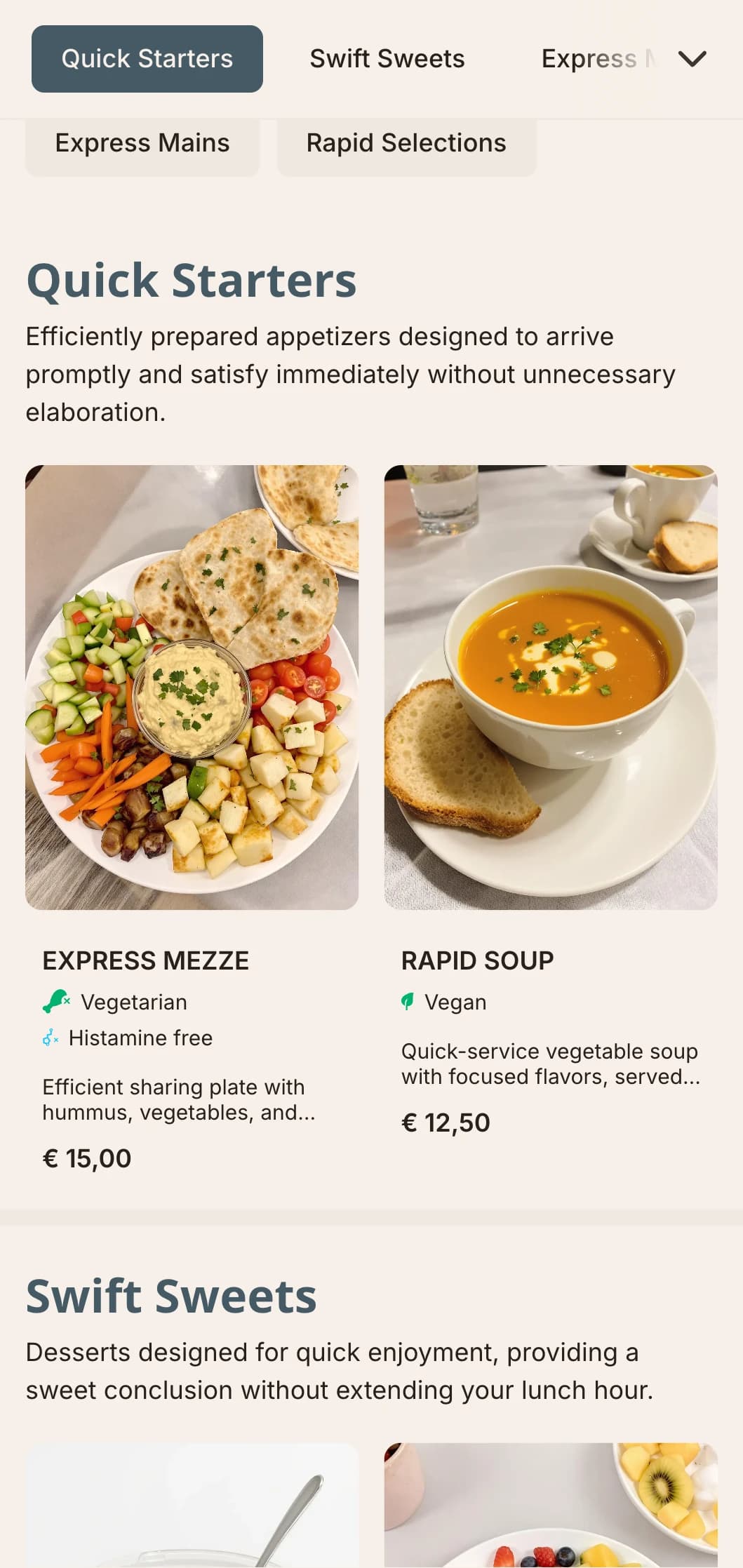 Efficient, straightforward lunch menu design focusing on clarity and quick decision-making, ideal for busy lunch spots and express eateries.
