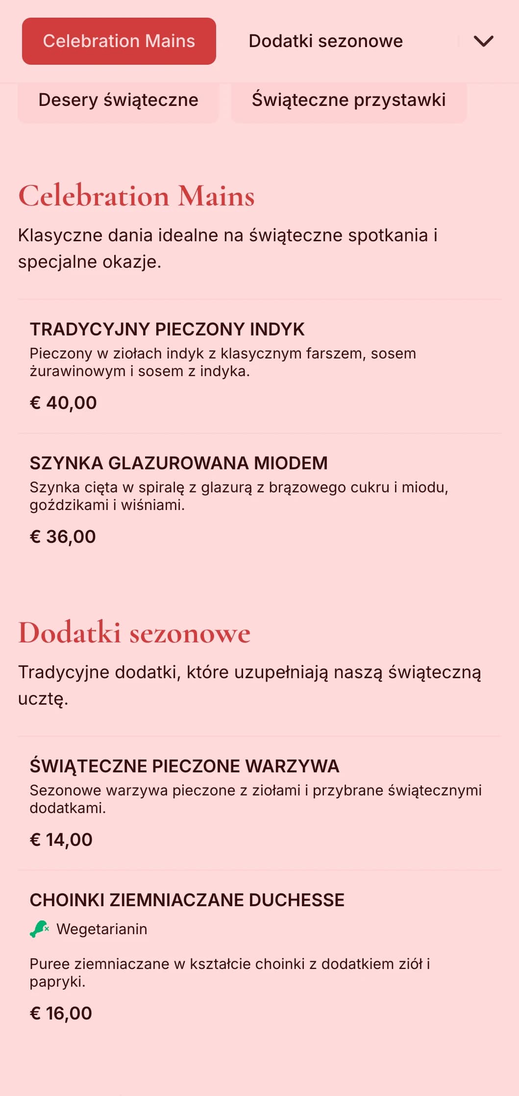 Tradycyjny catering świąteczny z sezonowymi specjałami, świąteczną prezentacją i uroczystymi elementami na zimowe spotkania i specjalne okazje.