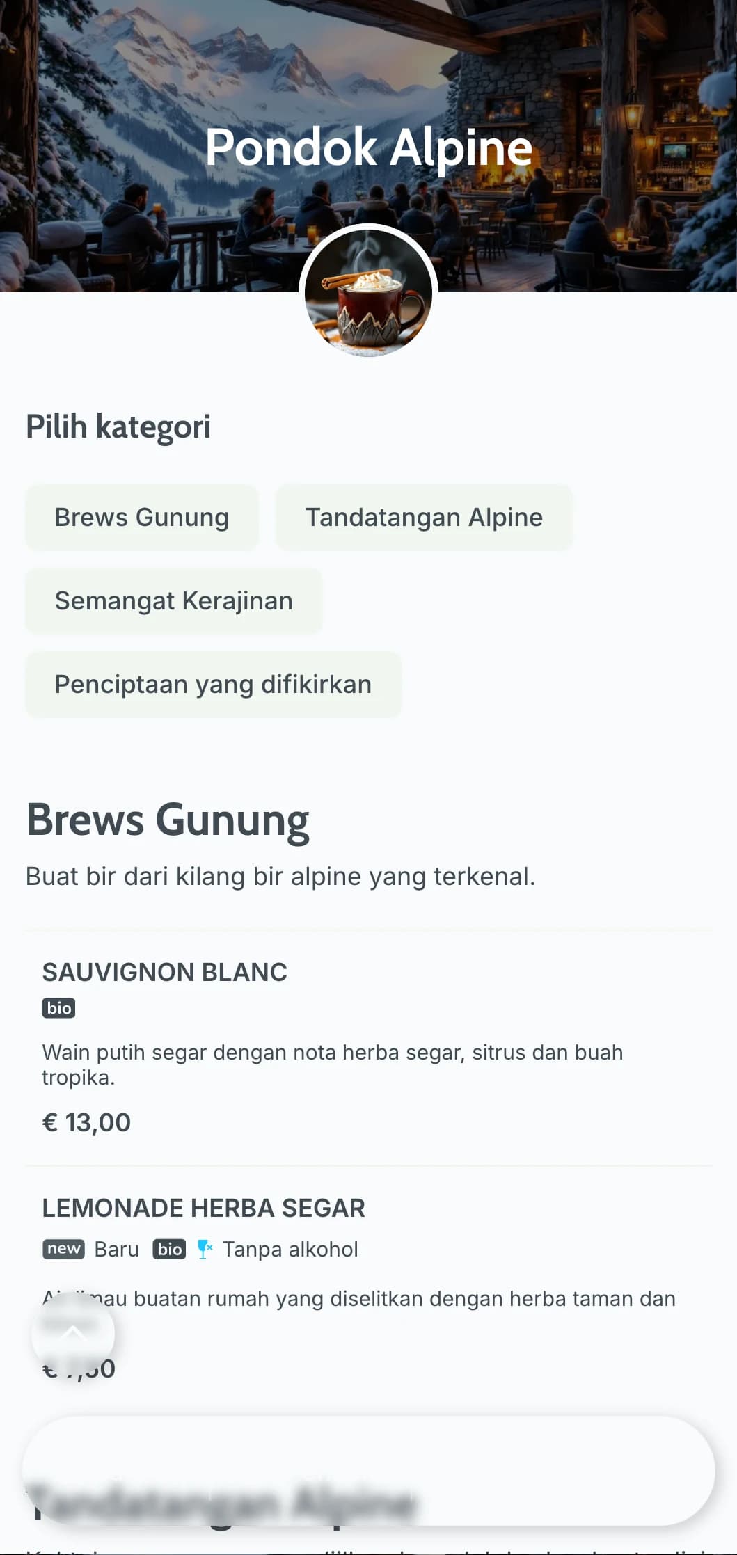 Reka bentuk kelabu-biru yang sejuk diilhamkan oleh retret gunung untuk bar ski après.