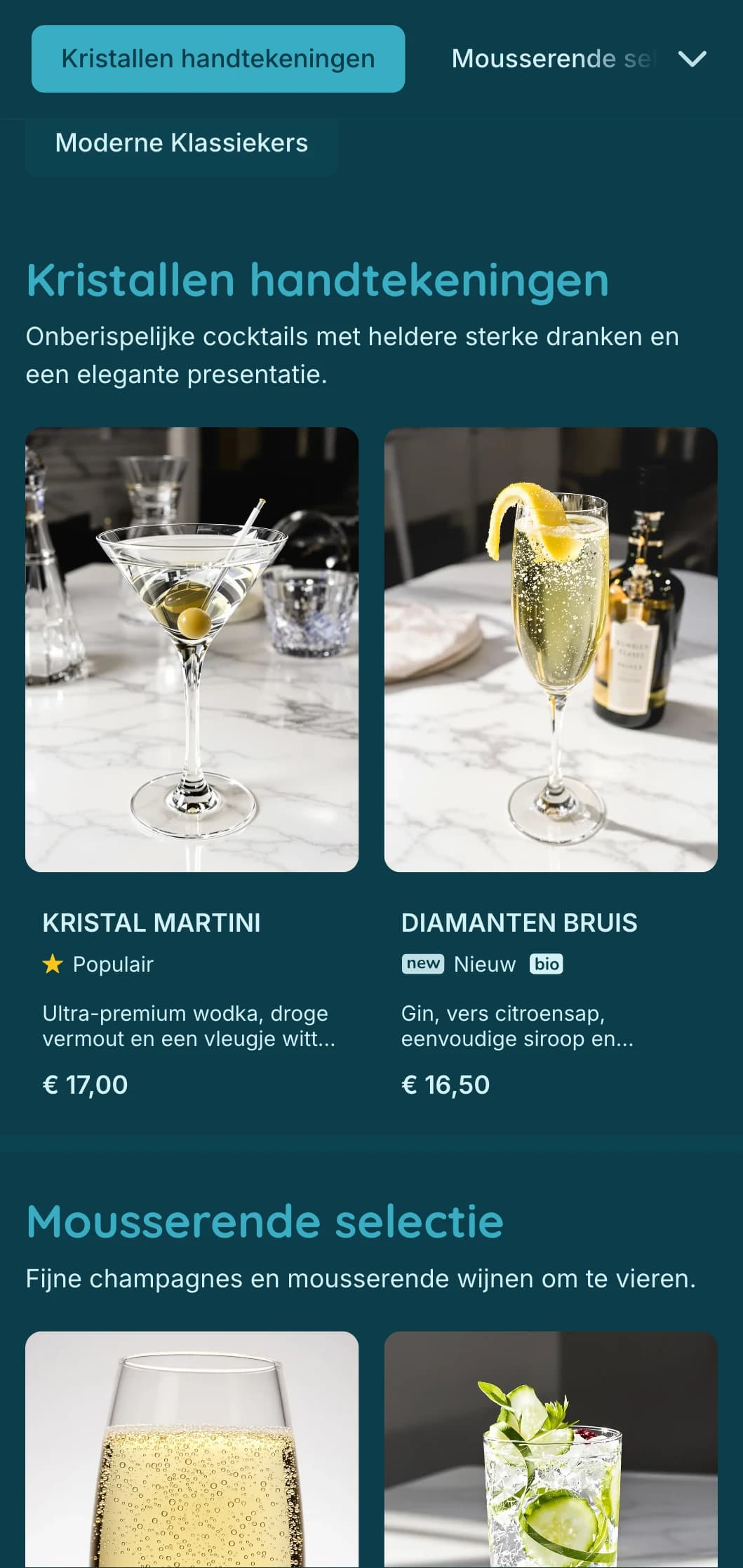 Helderblauw ontwerp met op edelstenen geïnspireerde elementen voor eigentijdse cocktailbars.