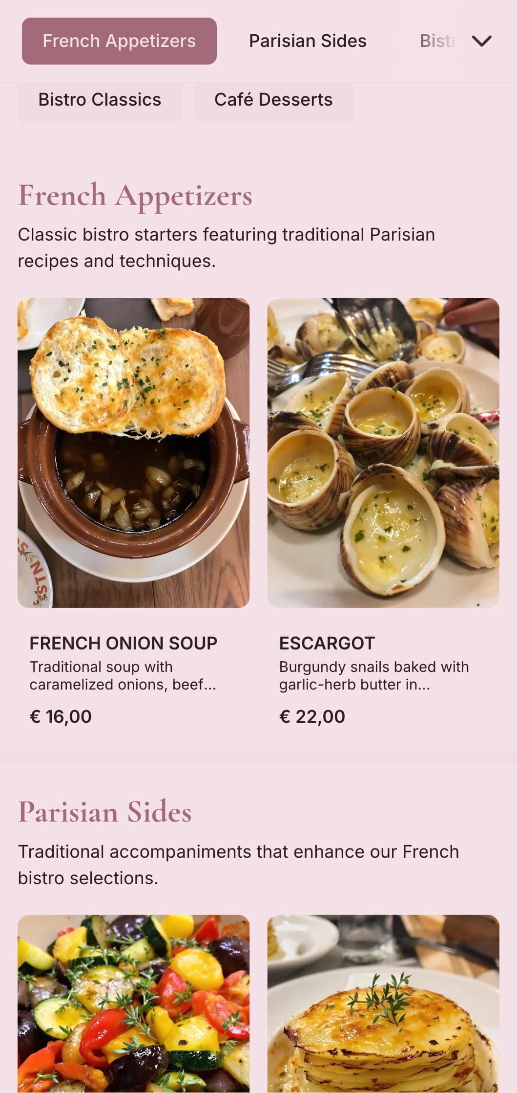 Classic French-inspired catering featuring bistro favorites, refined techniques, and elegant yet approachable presentation for sophisticated events.