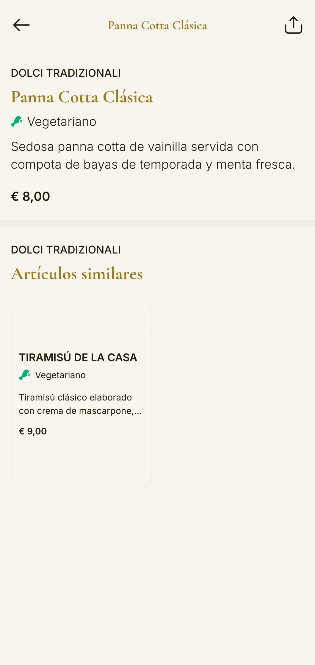 Carta de estilo trattoria italiana tradicional con detalles dorados y tipografía clásica, ideal para establecimientos familiares.