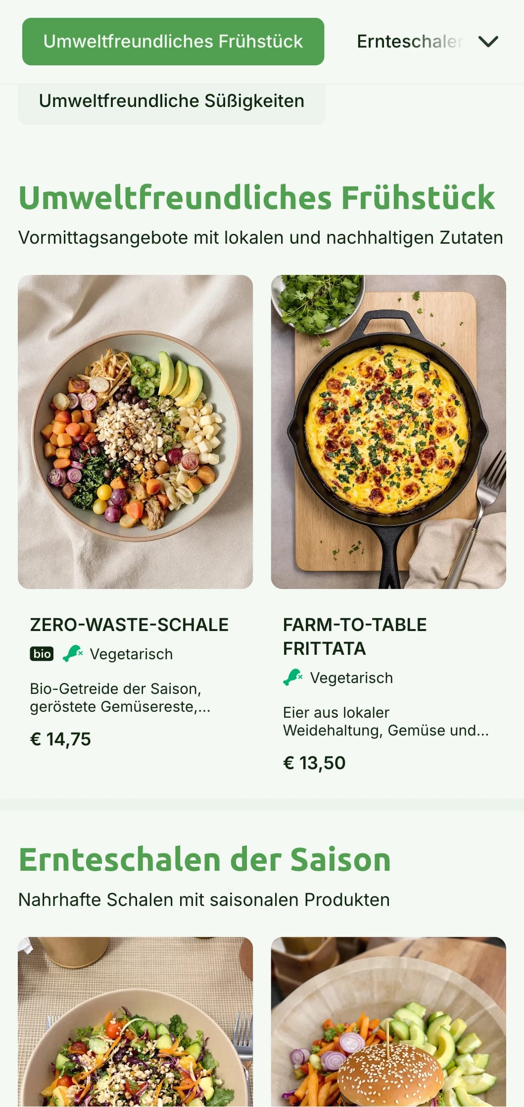 Von der Natur inspiriertes grünes Design mit umweltfreundlichen Elementen für nachhaltige Cafés.