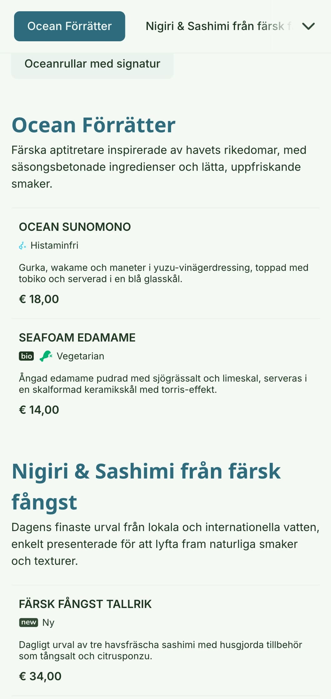 Fräsch och livfull design för sushimenyn inspirerad av havets färger, med en lugnande blå palett som passar perfekt för fisk- och skaldjursinriktade restauranger.