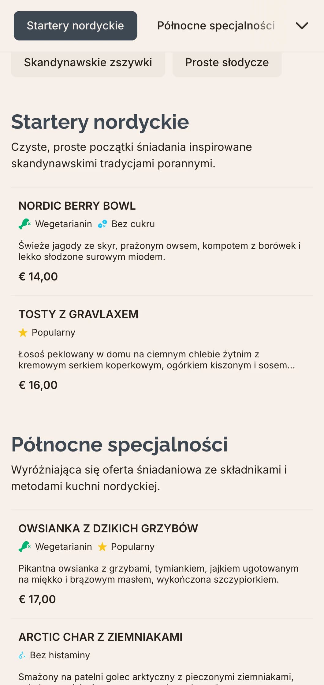 Inspirowane Skandynawią śniadanie z czystymi smakami, prostymi składnikami i dyskretną prezentacją.