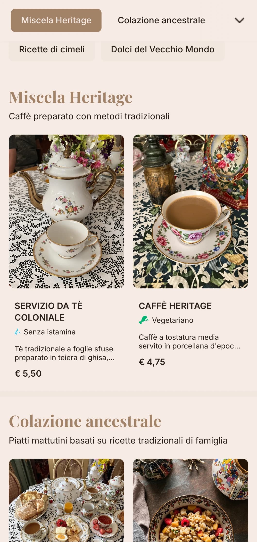 Design nostalgico con elementi del patrimonio per sale da tè tradizionali e caffè storici.